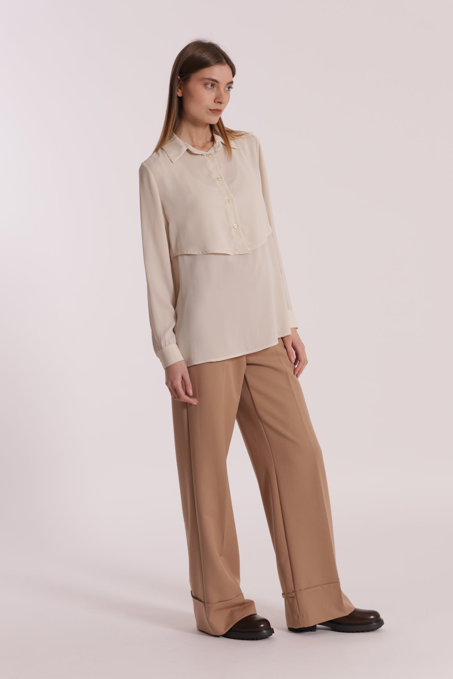 PANTALONE CROPPED CON CINTURA IN POLYVISCOSA