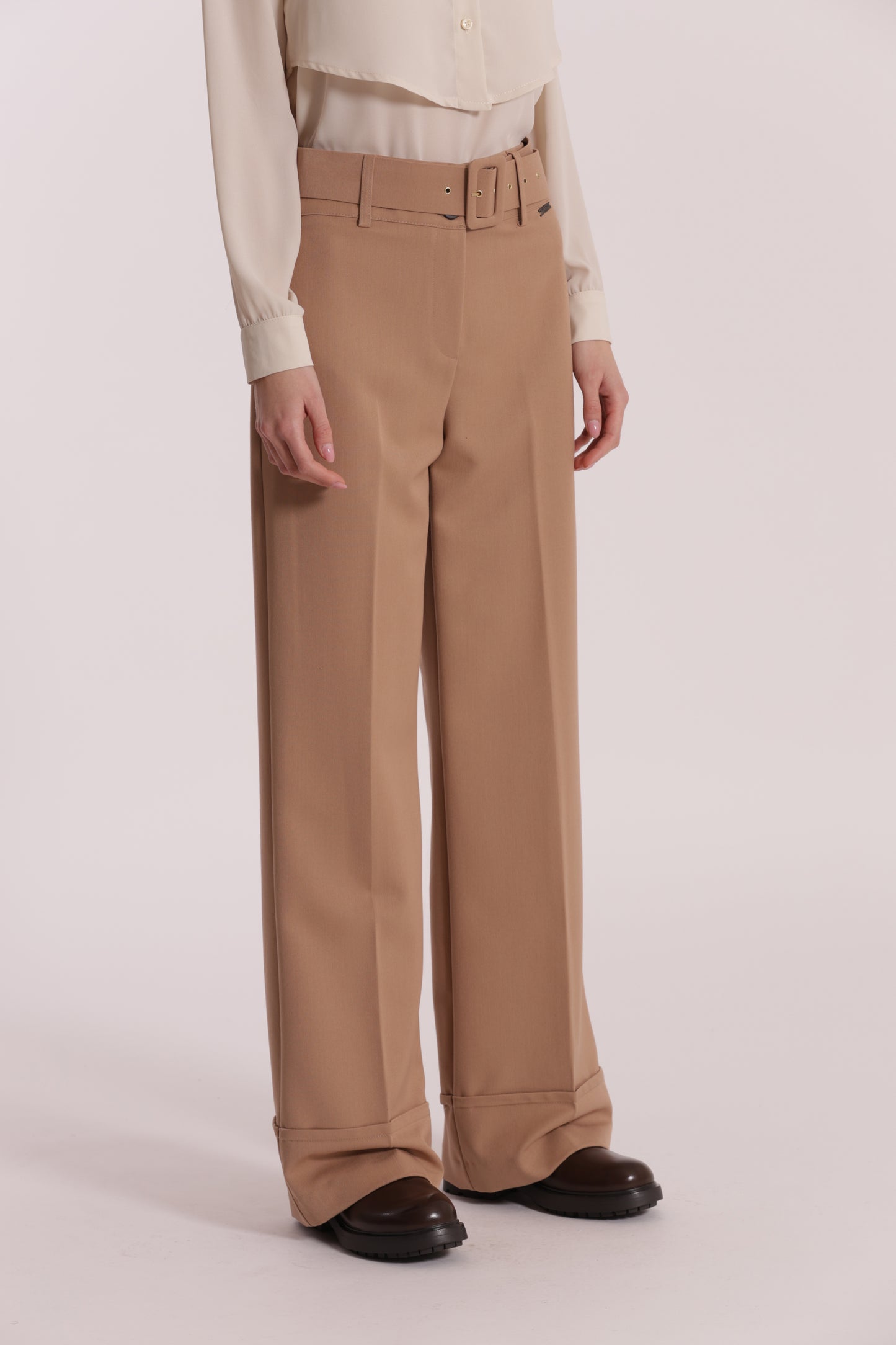 PANTALONE CROPPED CON CINTURA IN POLYVISCOSA