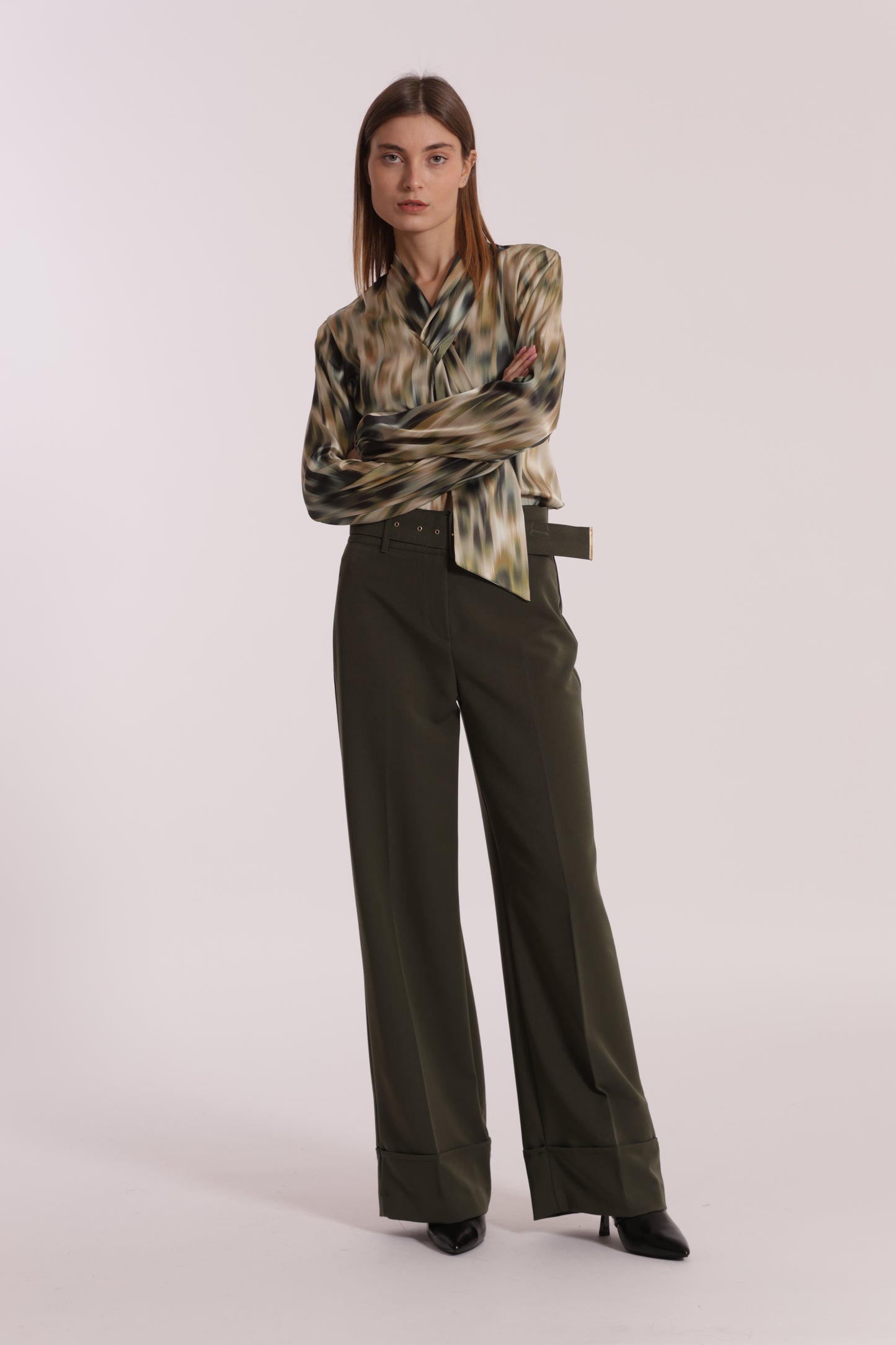 PANTALONE CROPPED CON CINTURA IN POLYVISCOSA