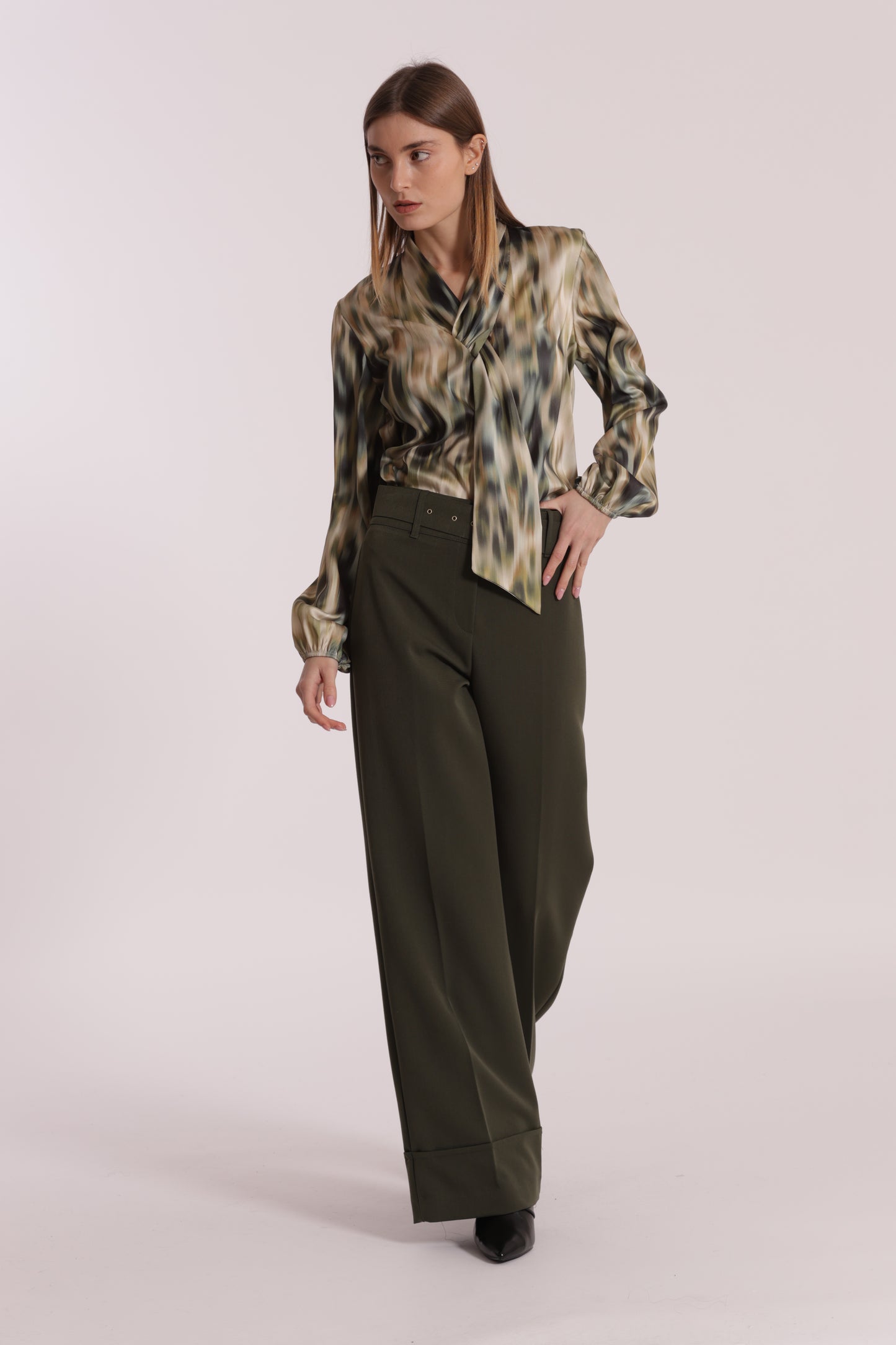 PANTALONE CROPPED CON CINTURA IN POLYVISCOSA