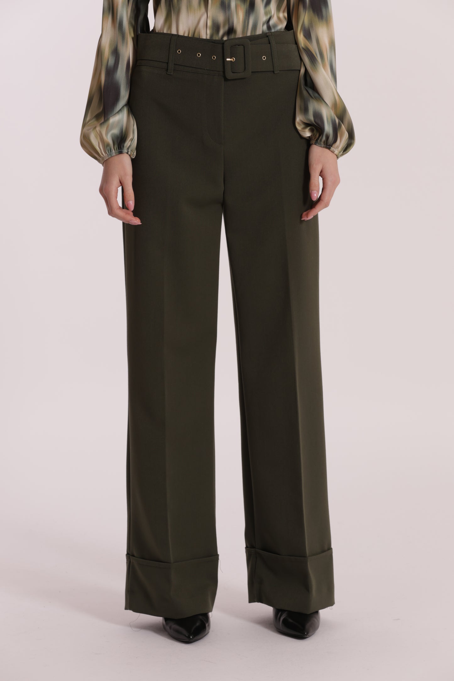 PANTALONE CROPPED CON CINTURA IN POLYVISCOSA