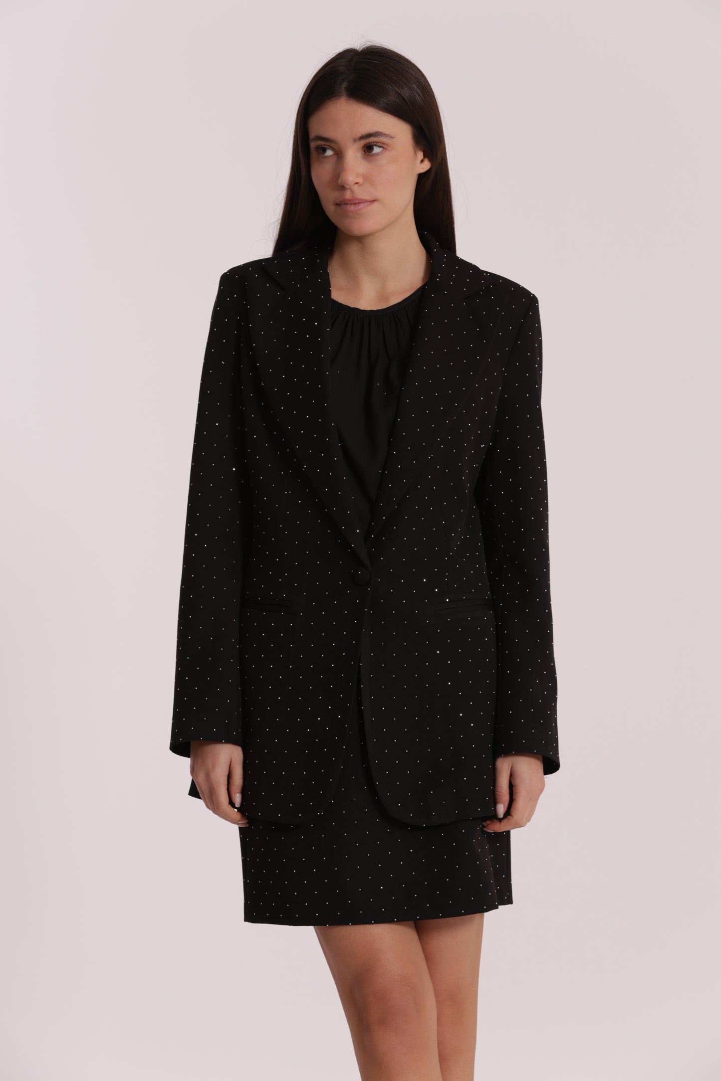 GIACCA LUNGA CON APPLICAZIONE DI STRASS