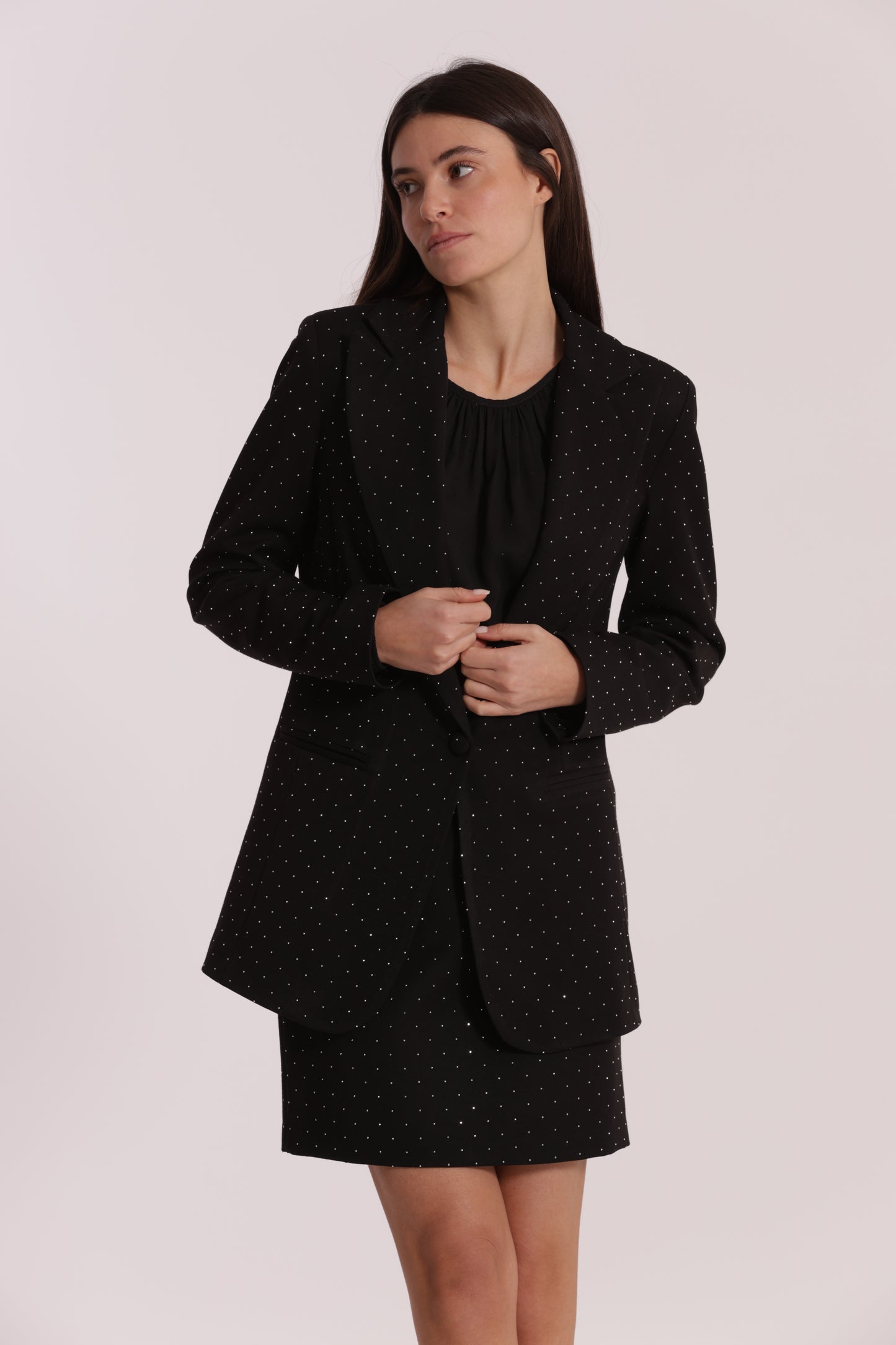 GIACCA LUNGA CON APPLICAZIONE DI STRASS