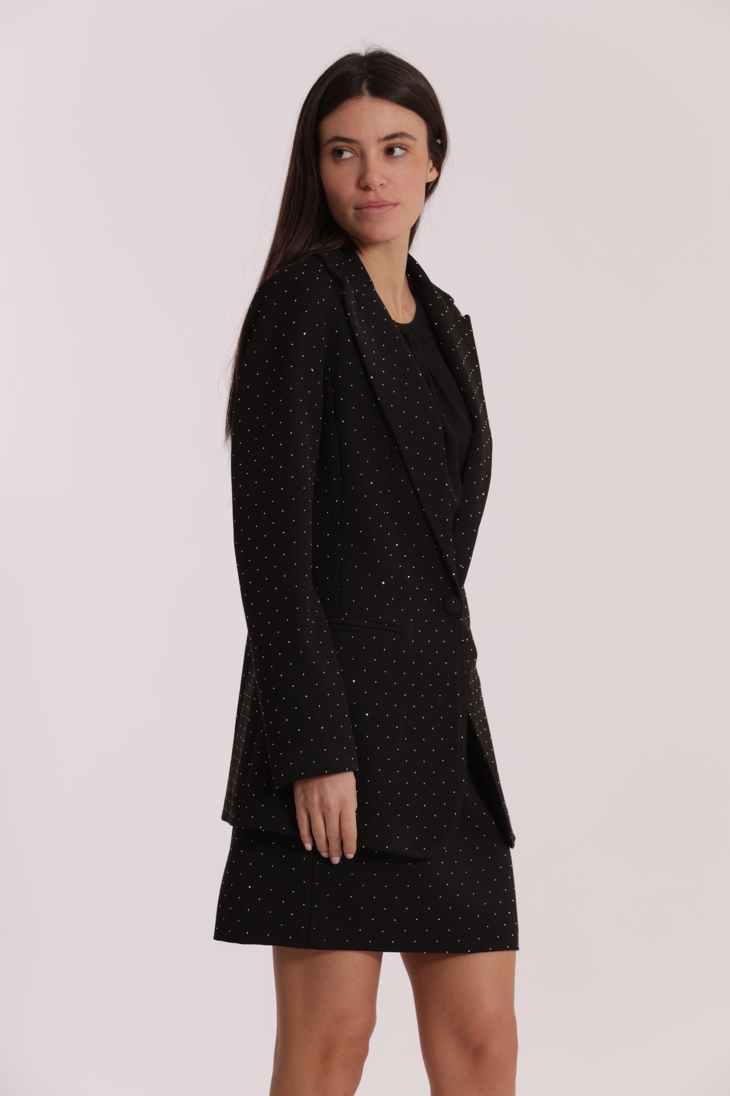 GIACCA LUNGA CON APPLICAZIONE DI STRASS