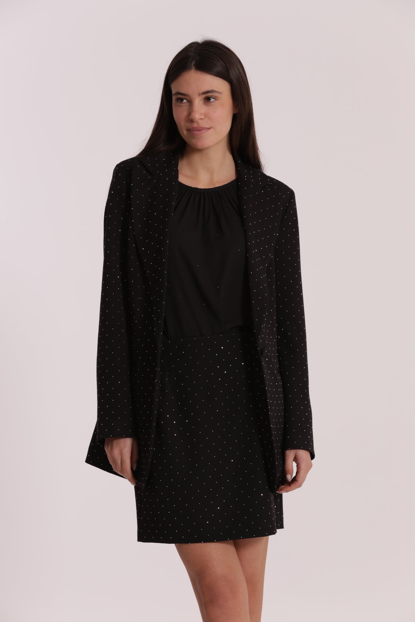 GIACCA LUNGA CON APPLICAZIONE DI STRASS