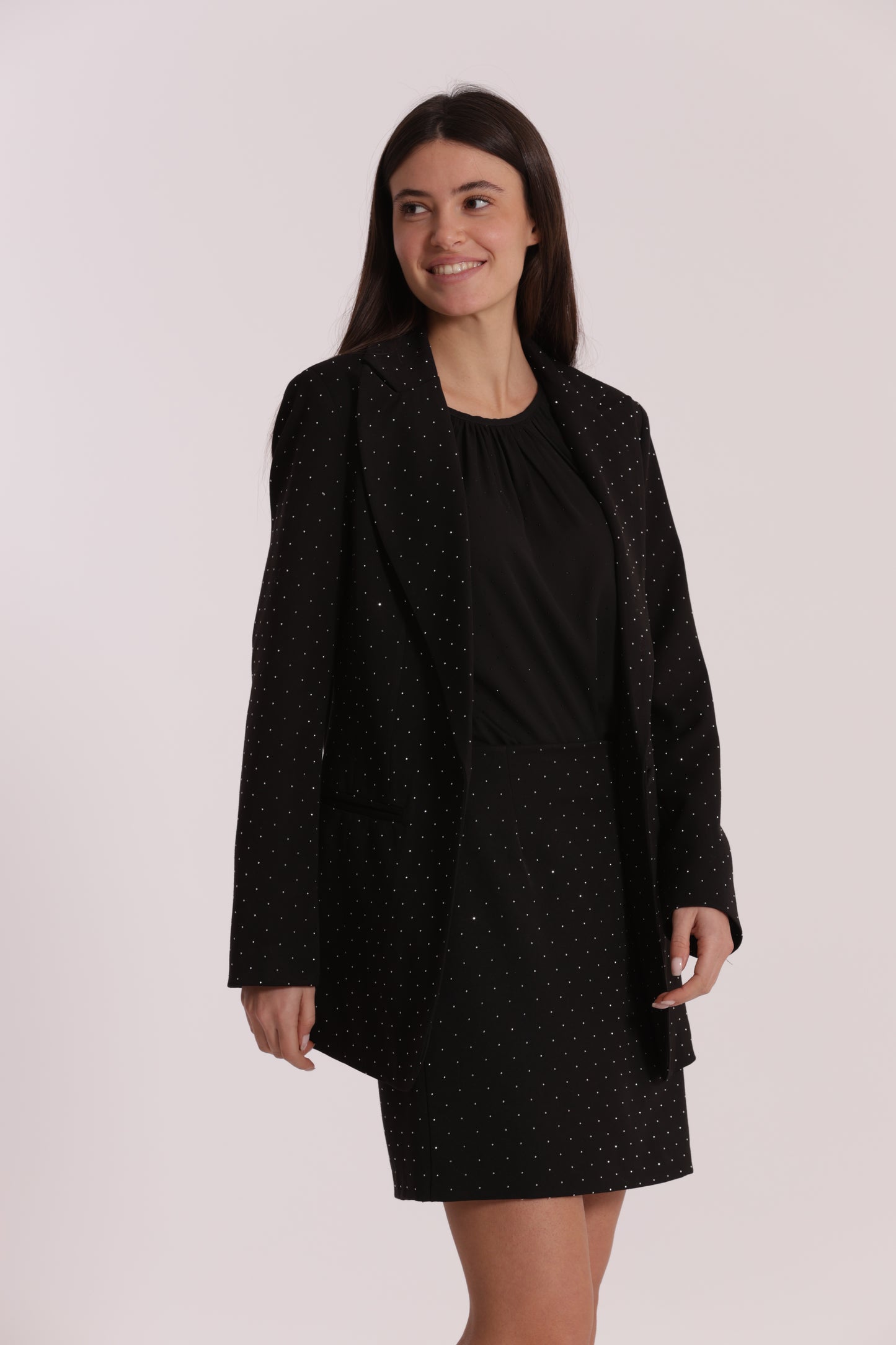 GIACCA LUNGA CON APPLICAZIONE DI STRASS