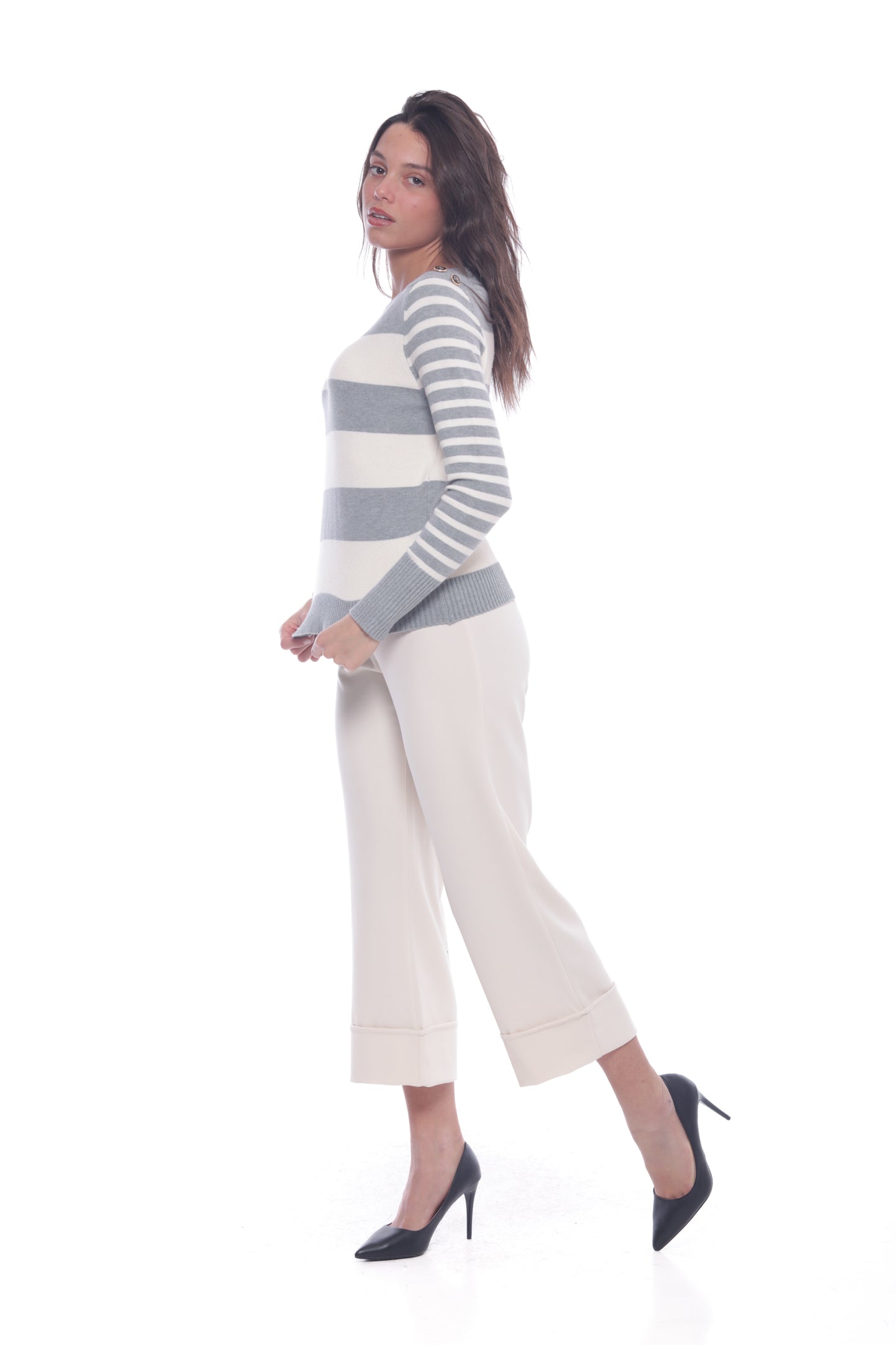 PANTALONE CON RISLVOLTO IN CREPE