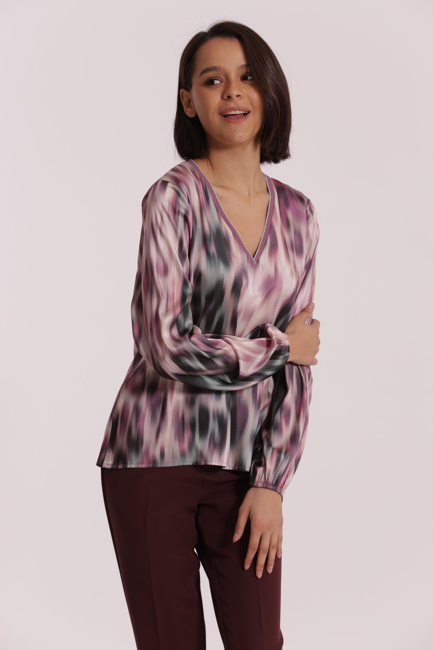 BLUSA SCOLLO A V IN LUREX FANTASIA FUSION