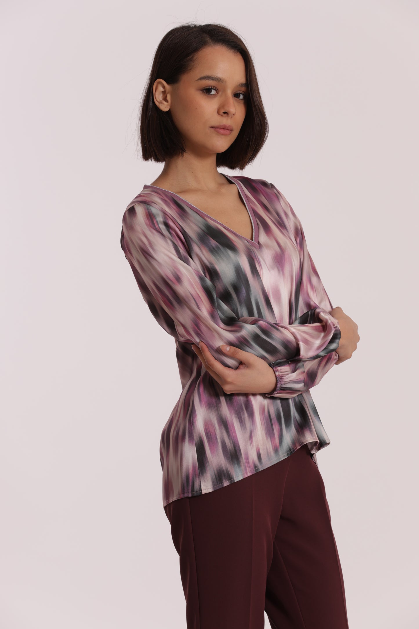 BLUSA SCOLLO A V IN LUREX FANTASIA FUSION