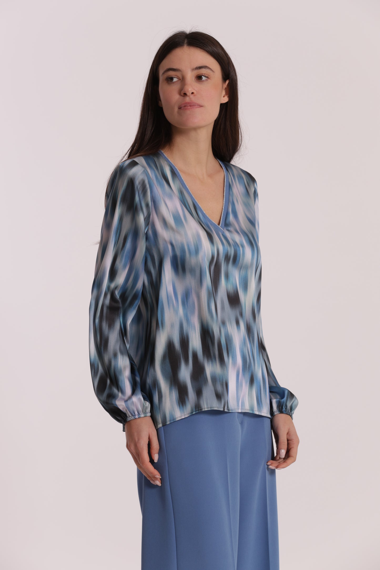 BLUSA SCOLLO A V IN LUREX FANTASIA FUSION