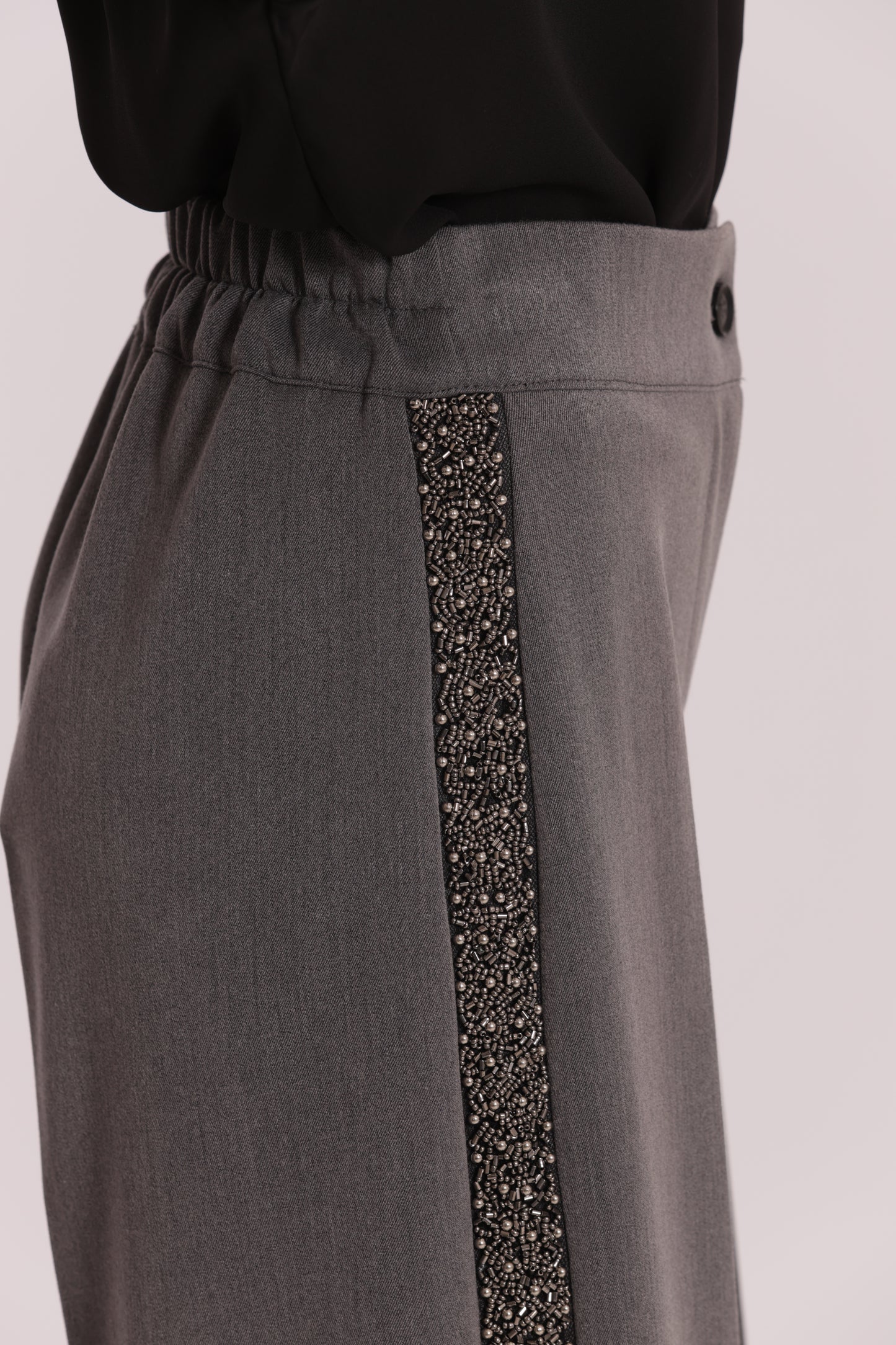 PANTALONE PALAZZO CON PASSAMANERIA RICAMATA