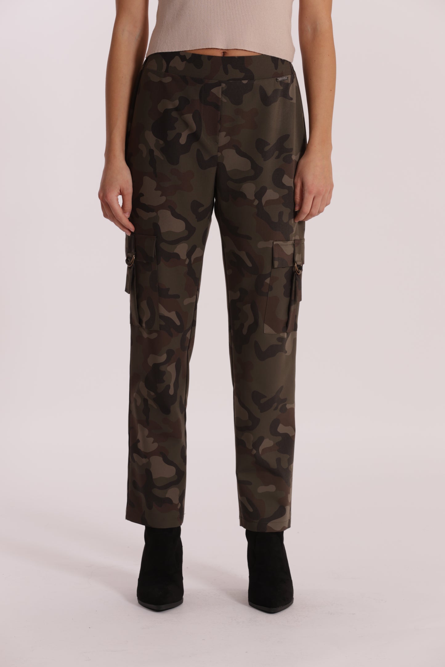 PANTALONE SIGARETTA ELASTICO DIETRO FANTASIA CAMOUFLAGE