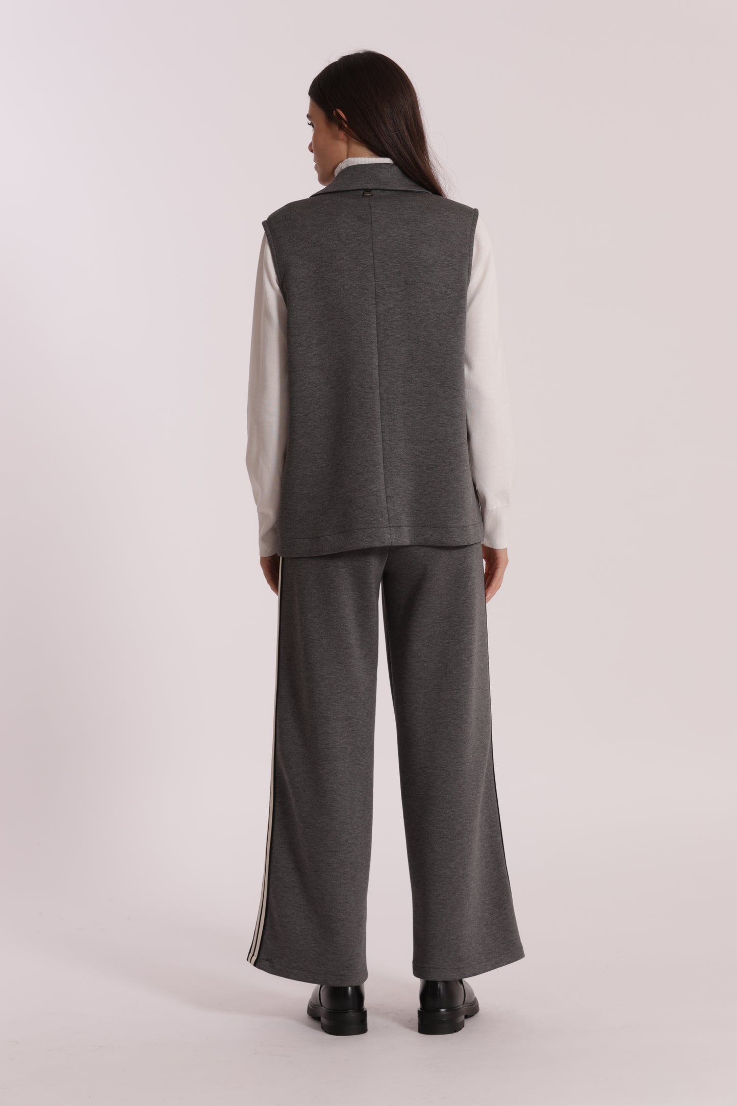 PANTALONE PALAZZO IN NEOPRENE CON PASSAMNERIA
