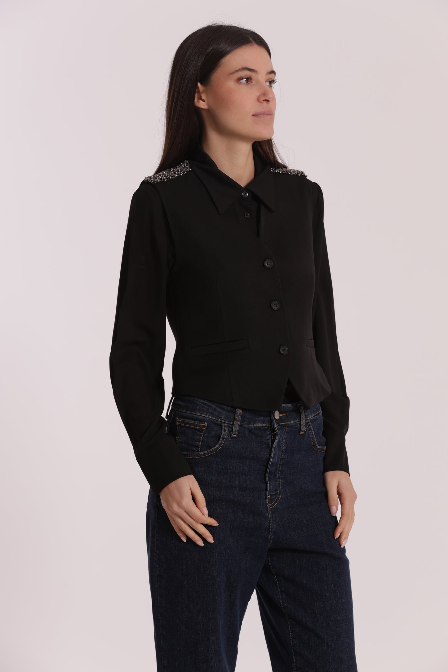 GILET CON PASSAMANERIA RICAMATA
