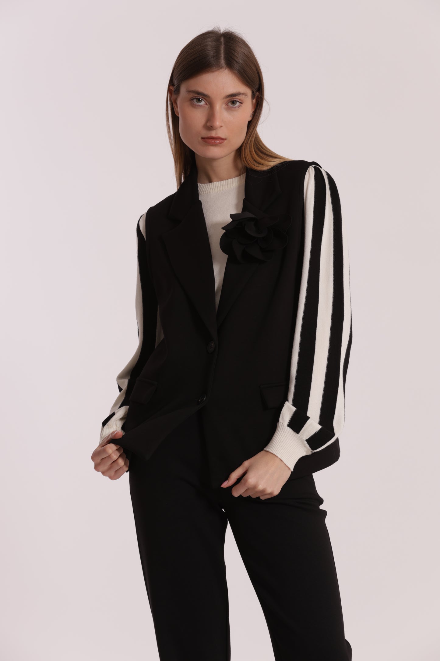 GILET OVER IN NEOPRENE CON FIORE