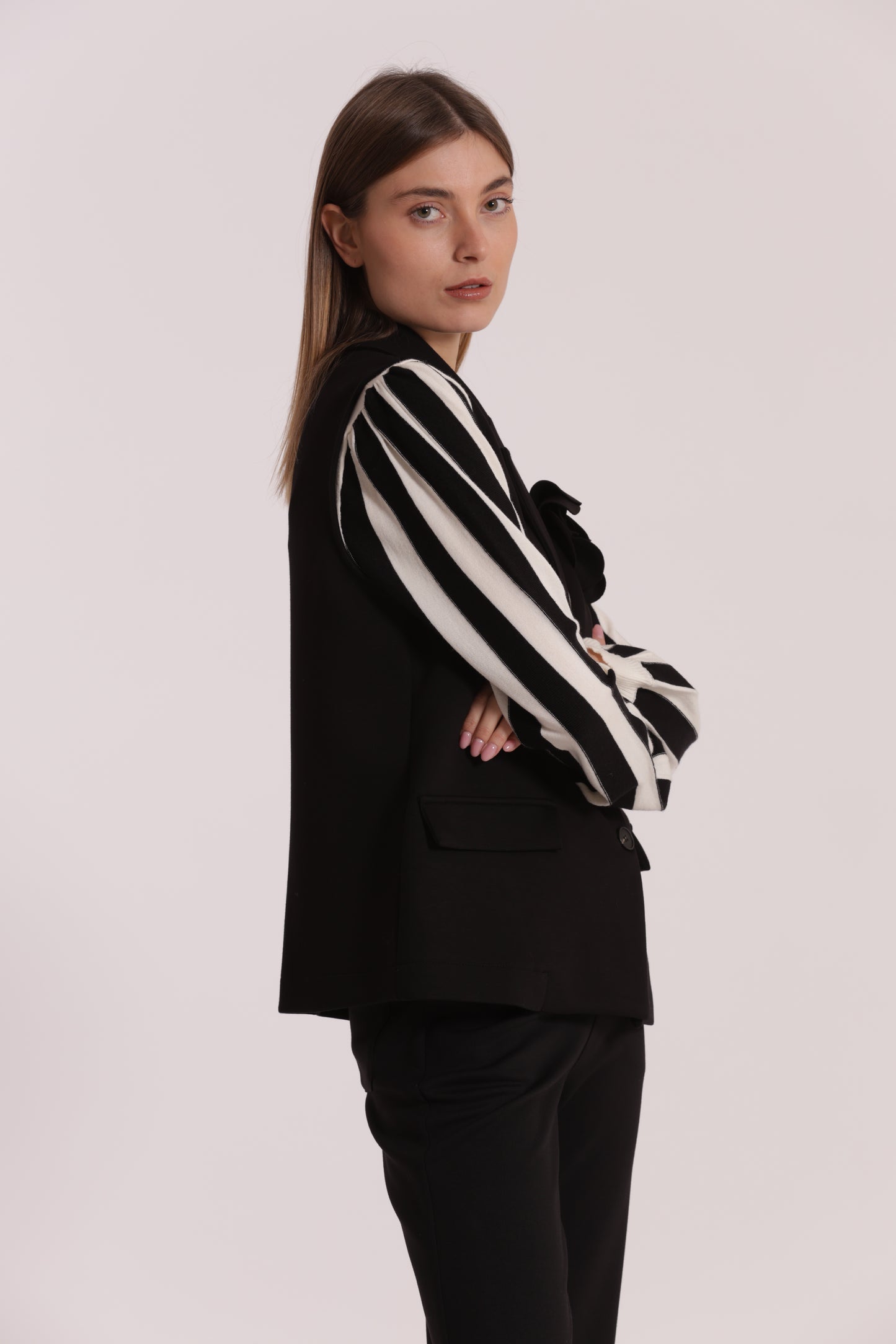 GILET OVER IN NEOPRENE CON FIORE