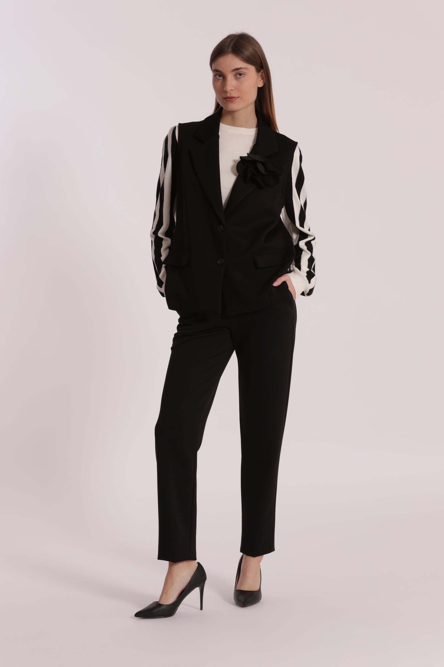 GILET OVER IN NEOPRENE CON FIORE