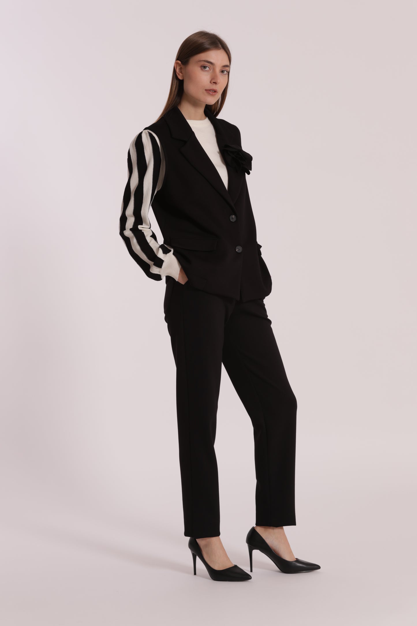 GILET OVER IN NEOPRENE CON FIORE