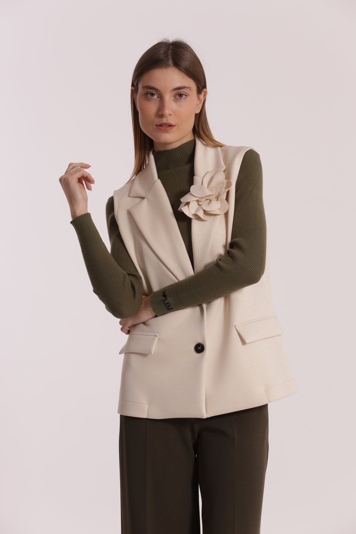 GILET OVER IN NEOPRENE CON FIORE