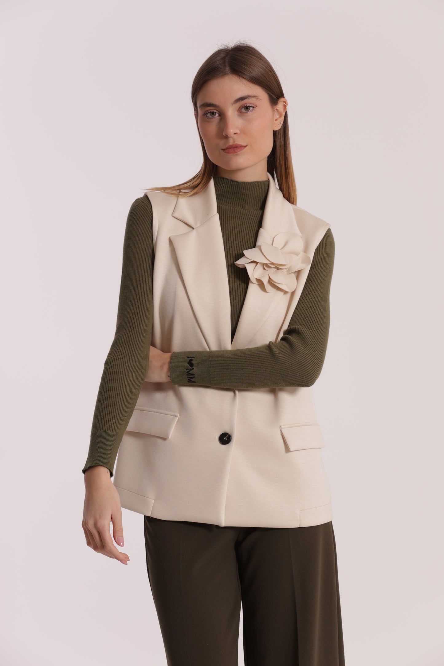 GILET OVER IN NEOPRENE CON FIORE