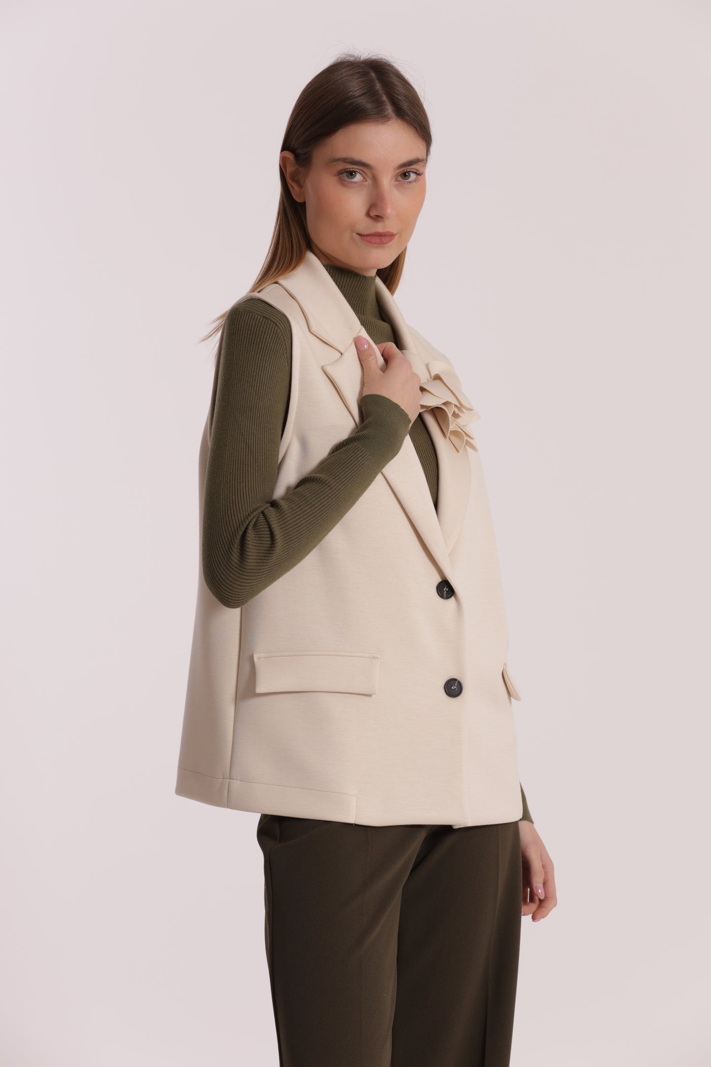 GILET OVER IN NEOPRENE CON FIORE
