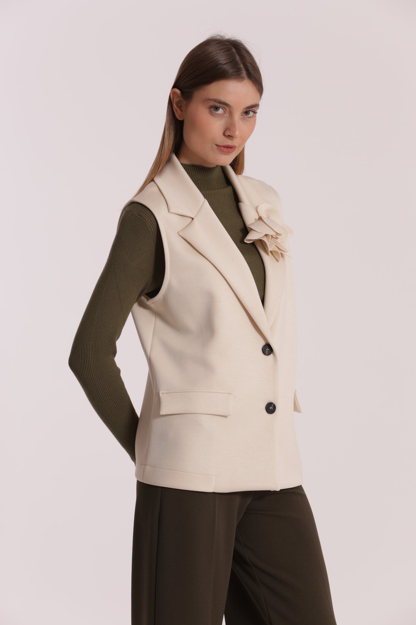 GILET OVER IN NEOPRENE CON FIORE