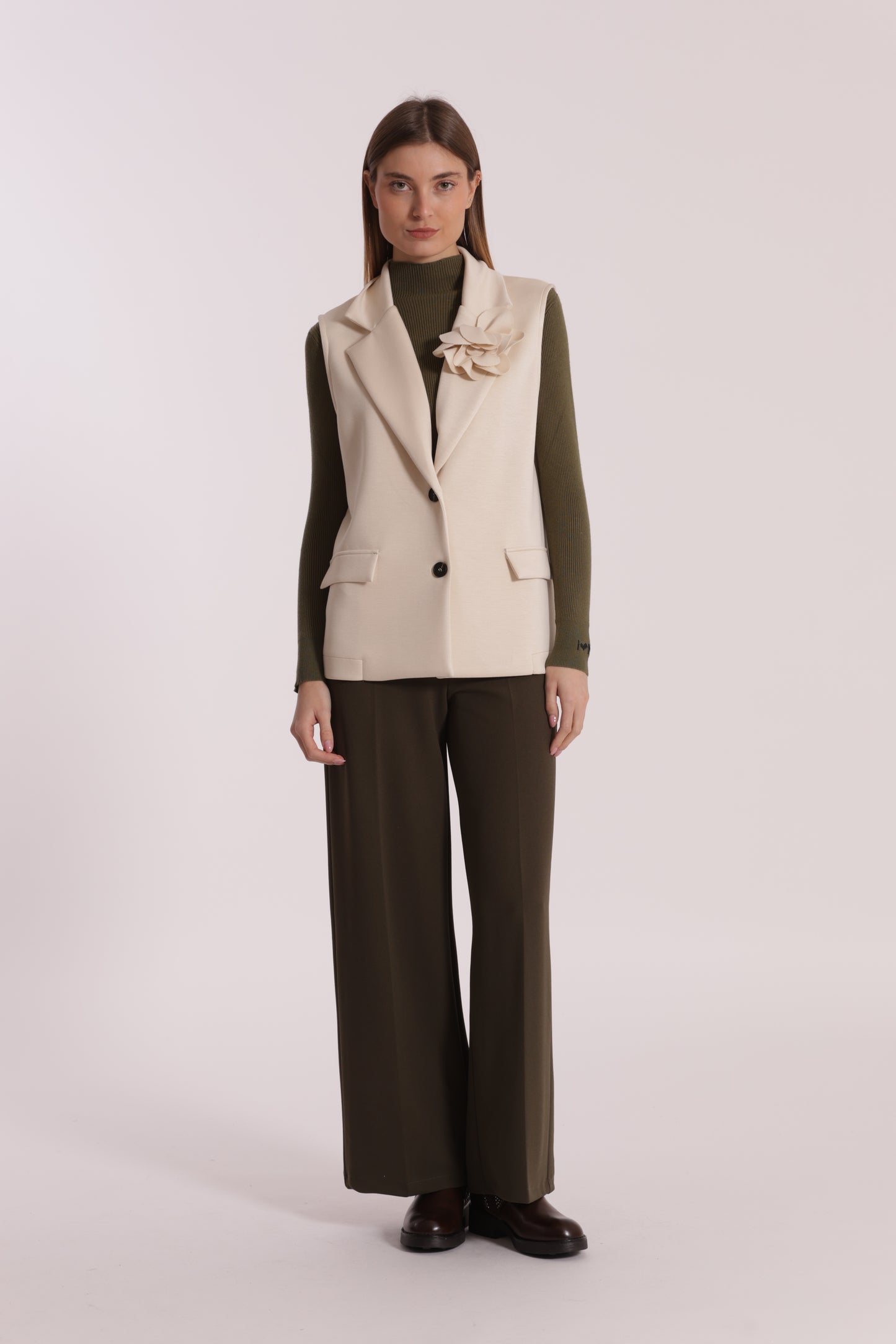 GILET OVER IN NEOPRENE CON FIORE