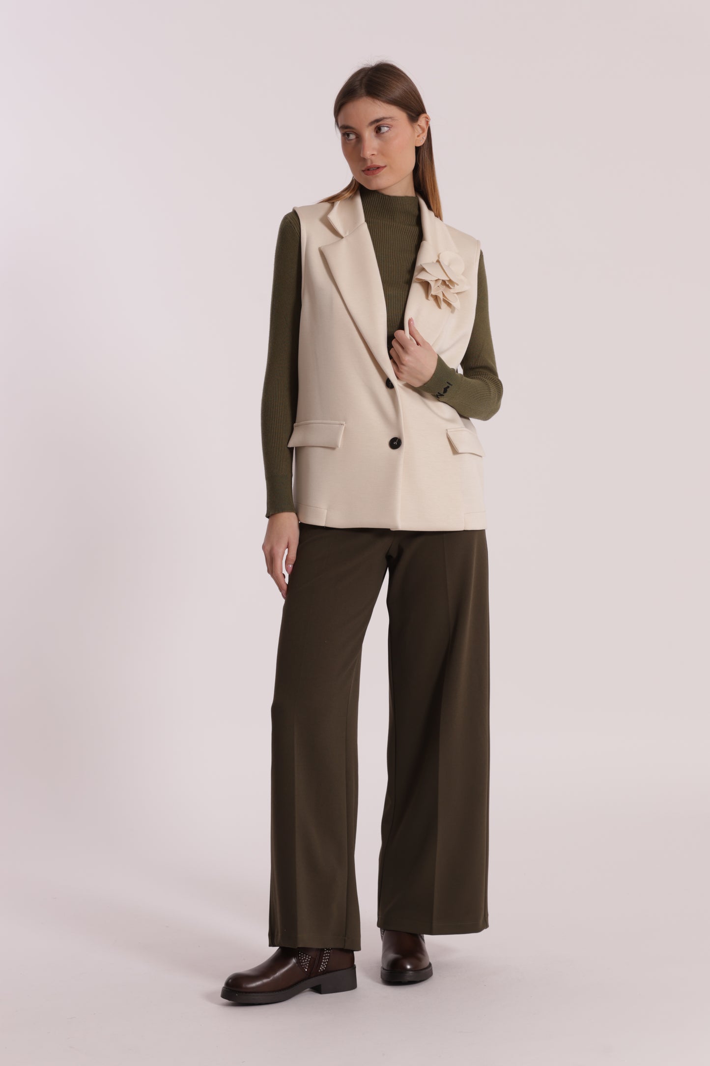 GILET OVER IN NEOPRENE CON FIORE