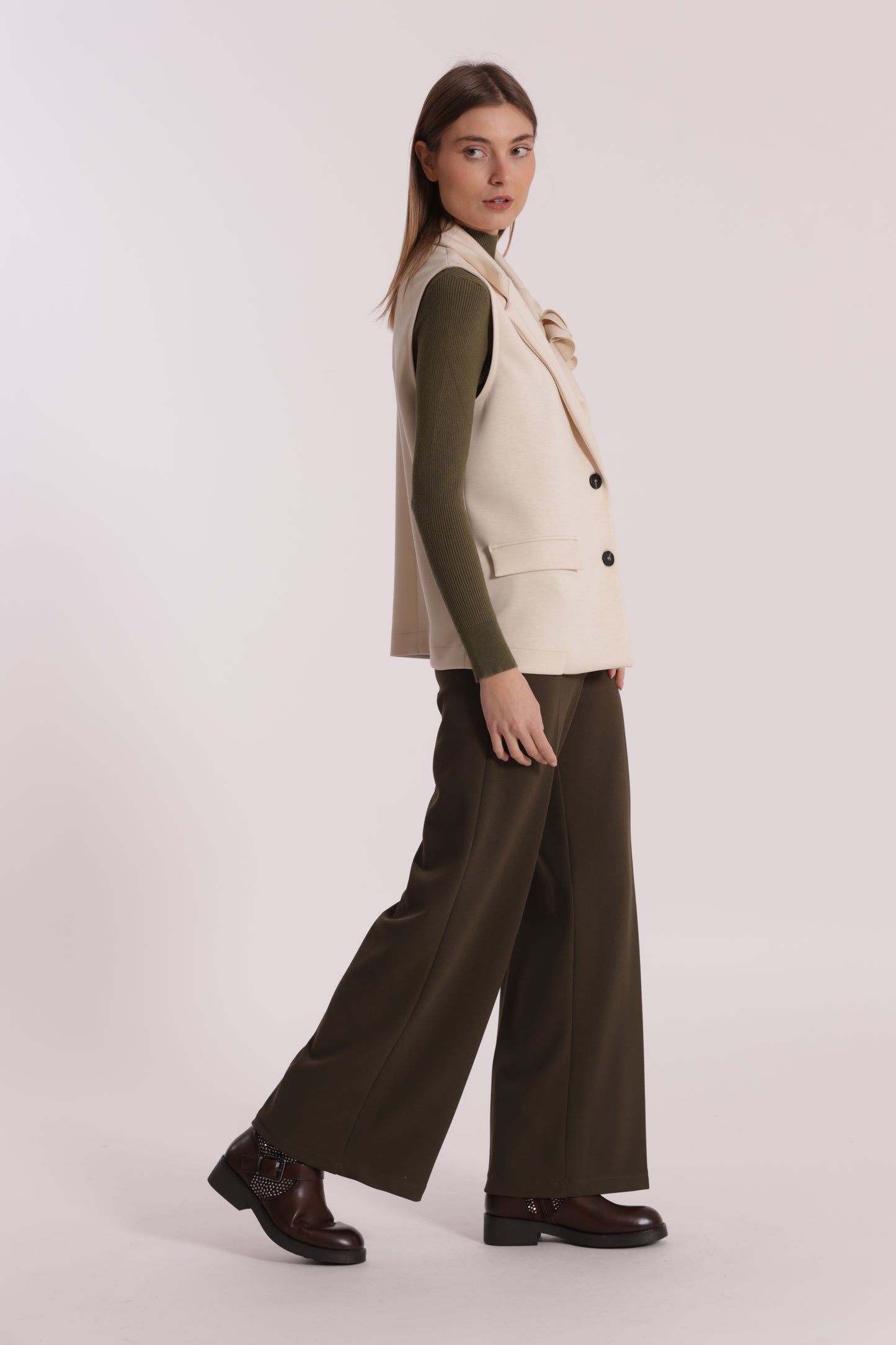 GILET OVER IN NEOPRENE CON FIORE