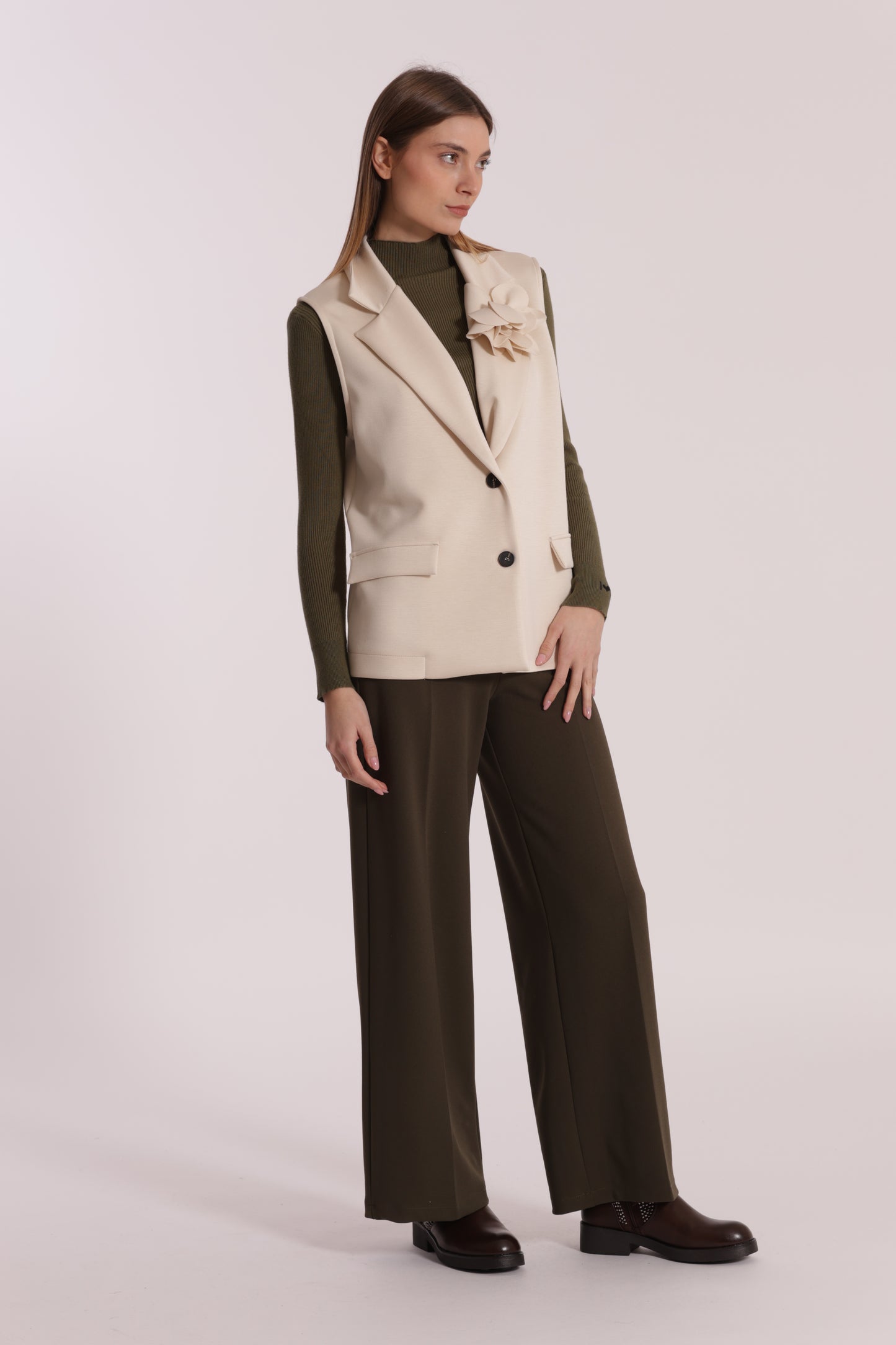 GILET OVER IN NEOPRENE CON FIORE