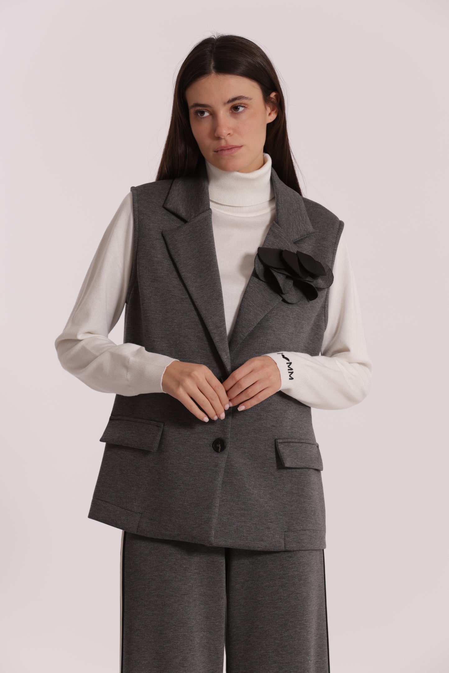 GILET OVER IN NEOPRENE CON FIORE