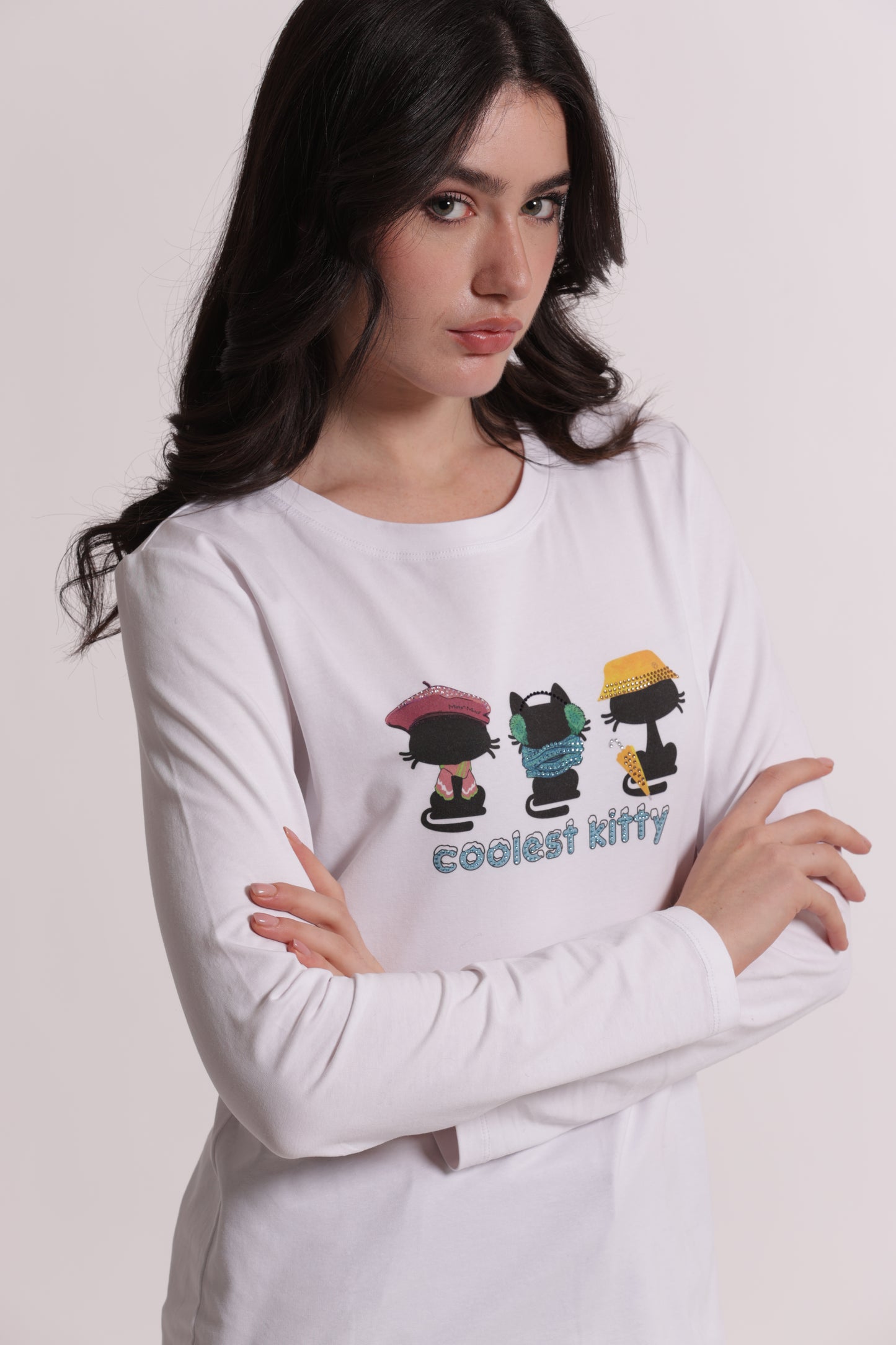 T-SHIRT MANICHE LUNGHE "COOLEST KITTY"