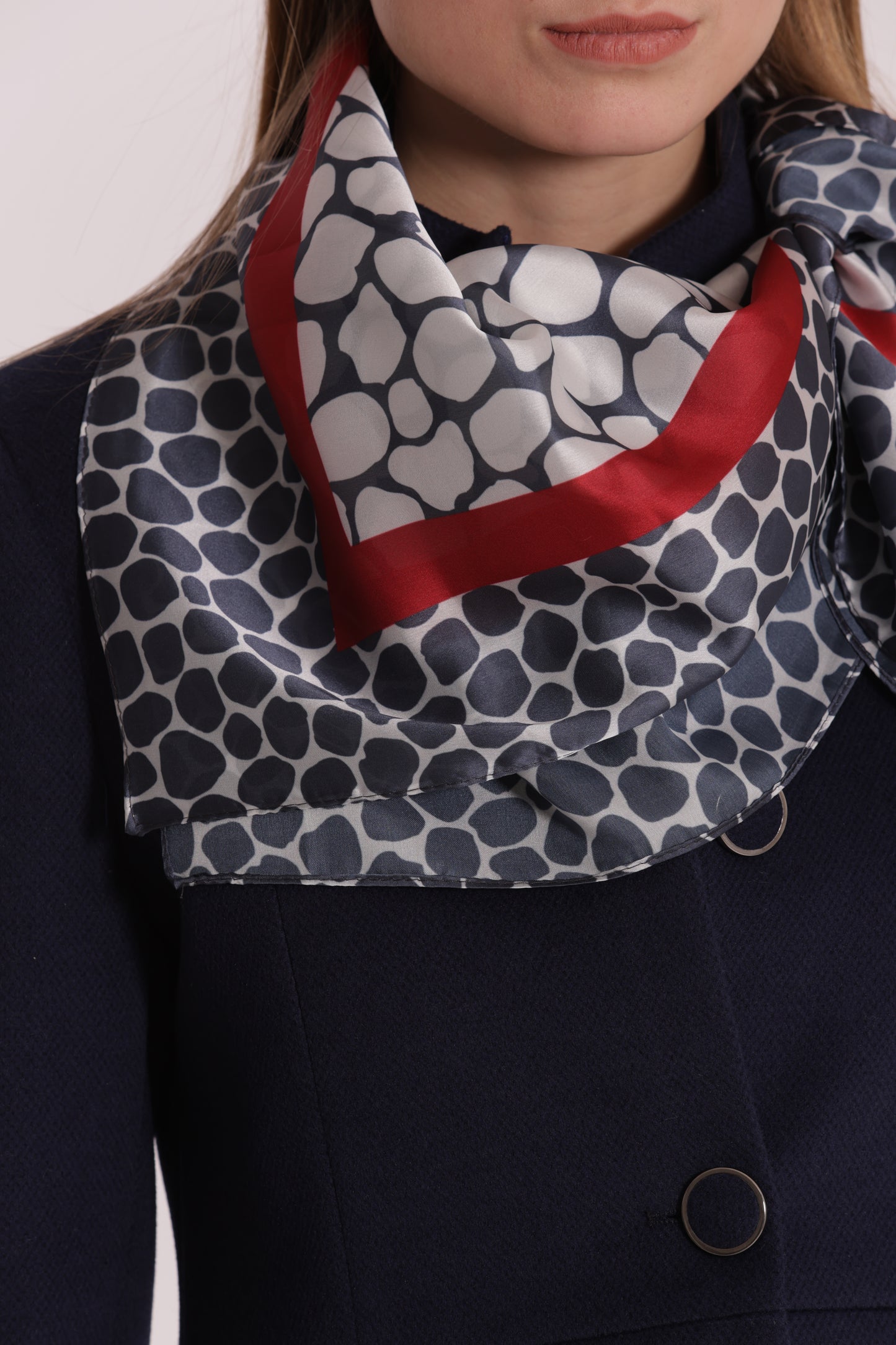 FOULARD POIS IRREGOLARI CON CORNICE (90X90 cm)