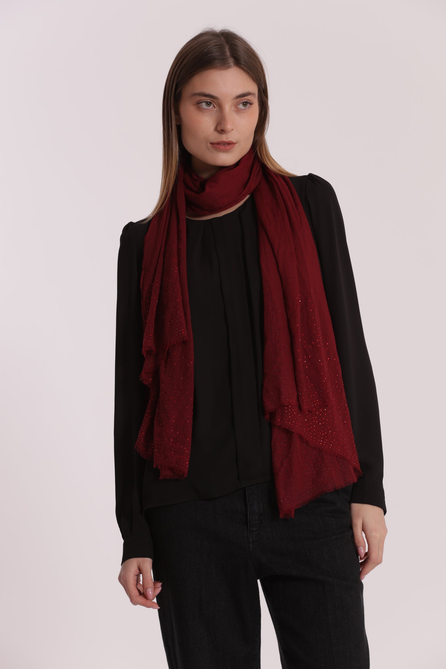 FOULARD TINTA UNITA CON STRASS (180X80 cm)