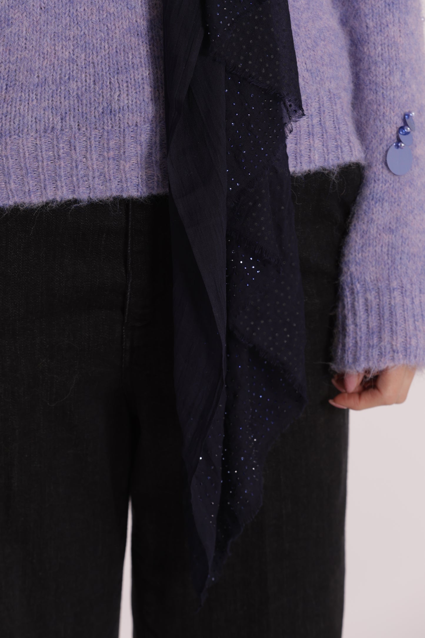 FOULARD TINTA UNITA CON STRASS (180X80 cm)