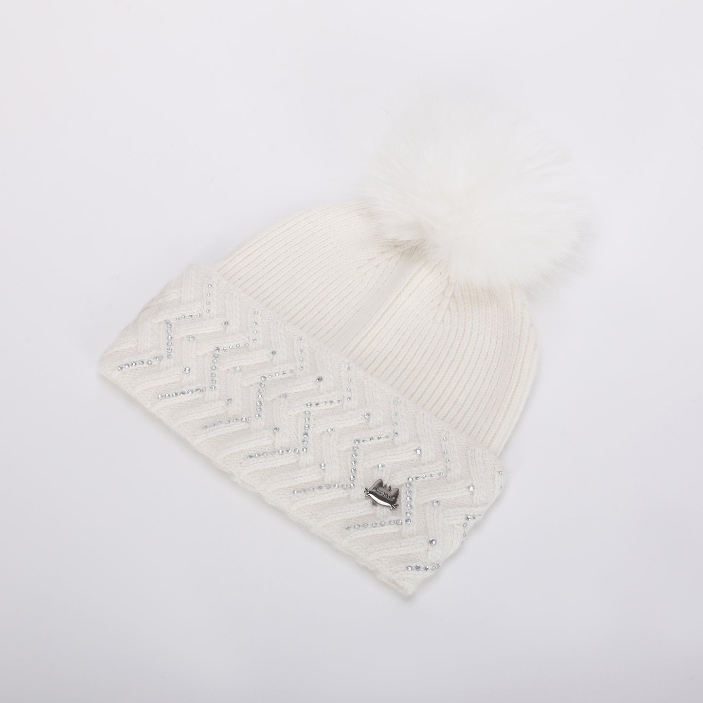 BERRETTO CON STRASS A ZIG ZAG E PON PON