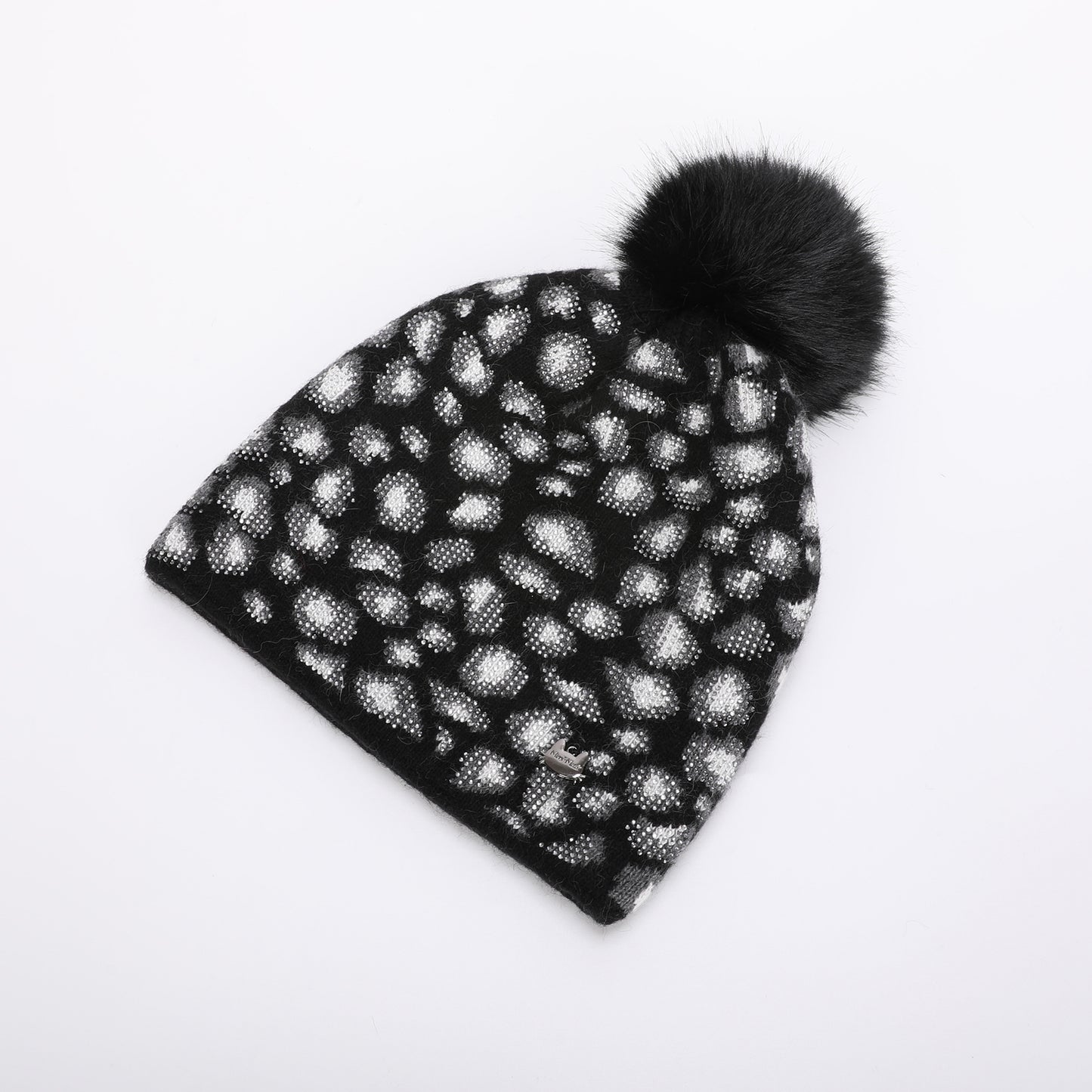 BERRETTO LEOPARDATO CON STRASS E PON PON