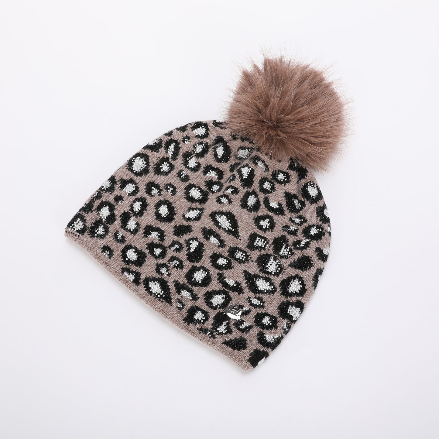 BERRETTO LEOPARDATO CON STRASS E PON PON