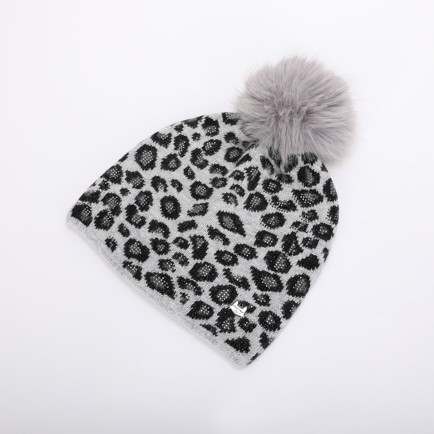 BERRETTO LEOPARDATO CON STRASS E PON PON