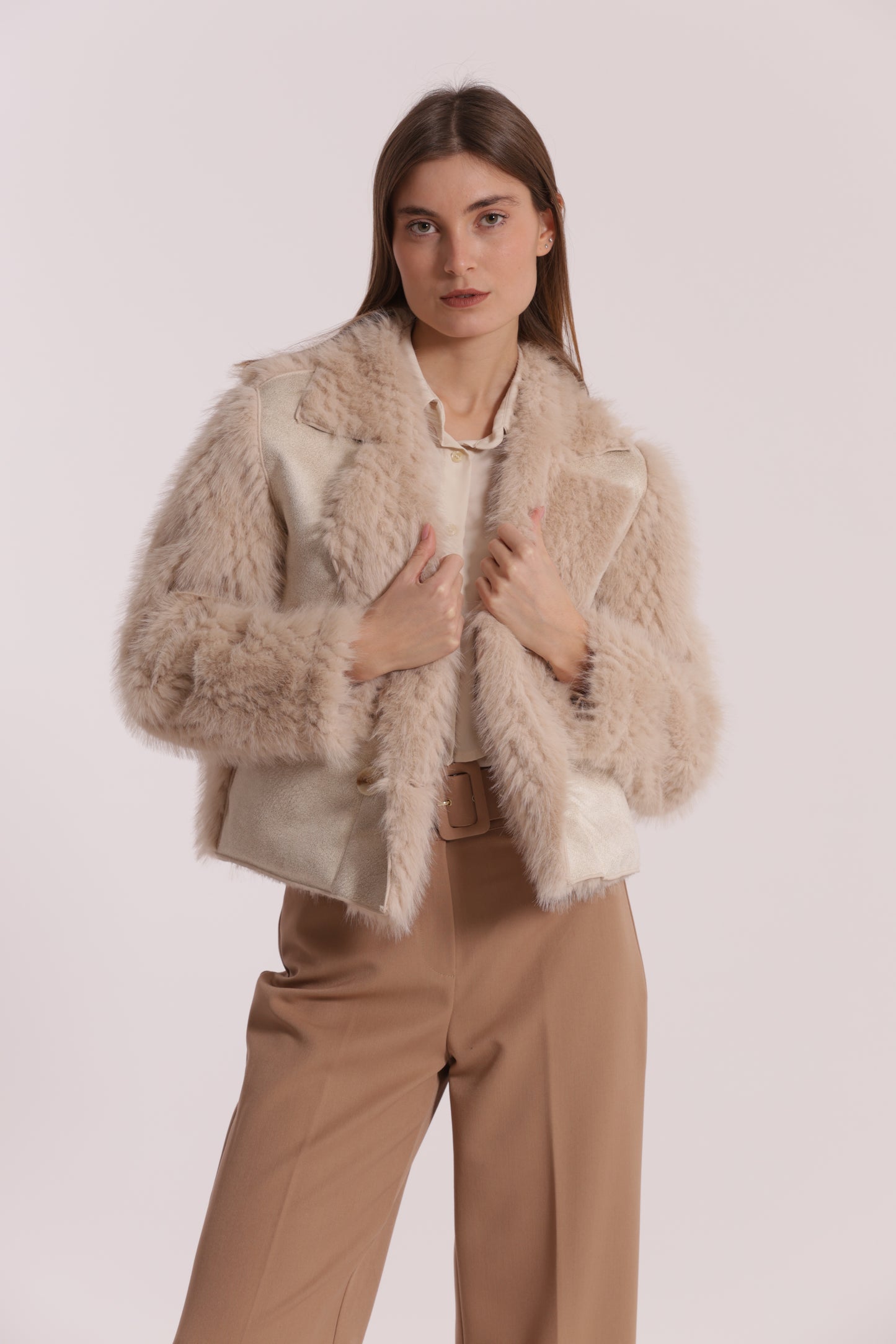 GIUBBOTTO CROPPED REVERSIBILE EFFETTO MONTONE