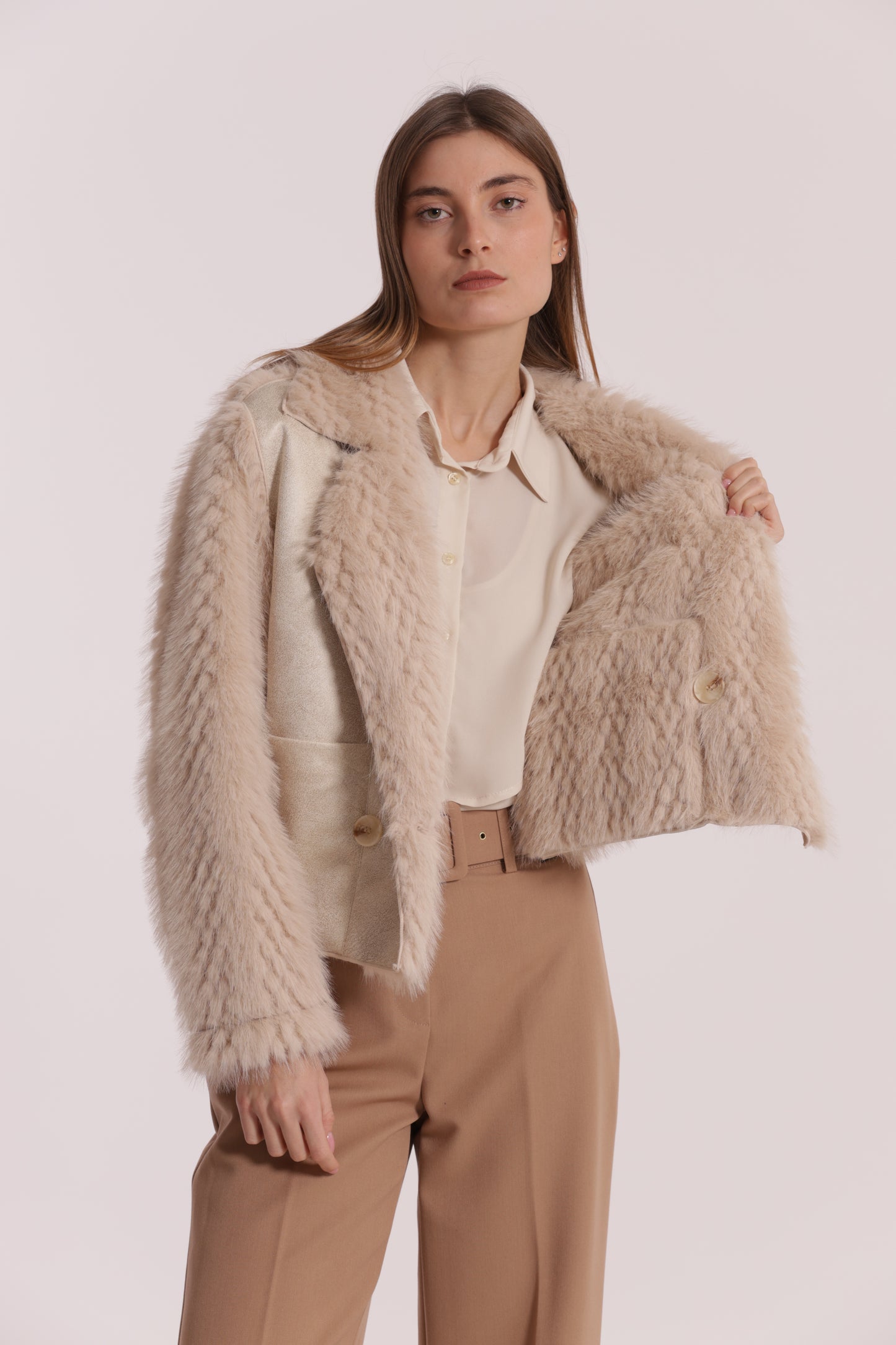 GIUBBOTTO CROPPED REVERSIBILE EFFETTO MONTONE