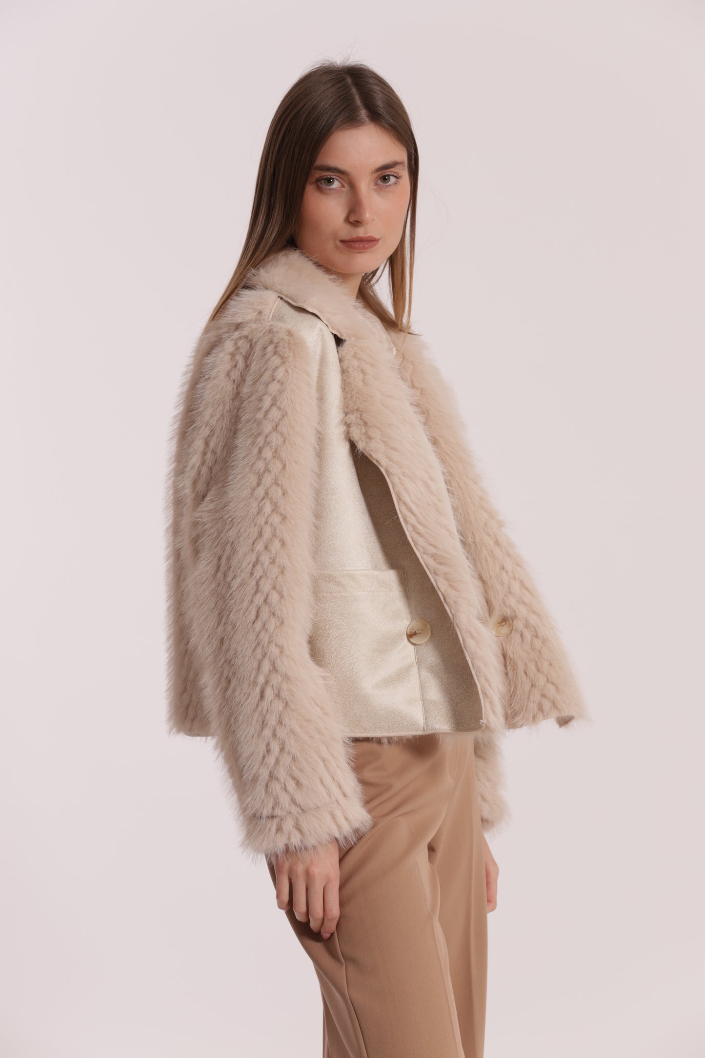 GIUBBOTTO CROPPED REVERSIBILE EFFETTO MONTONE