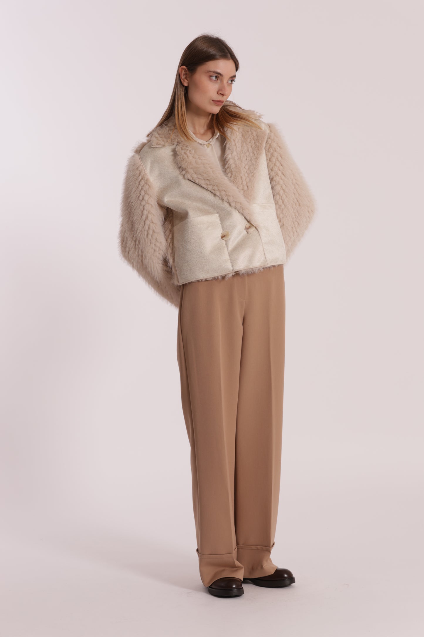 GIUBBOTTO CROPPED REVERSIBILE EFFETTO MONTONE