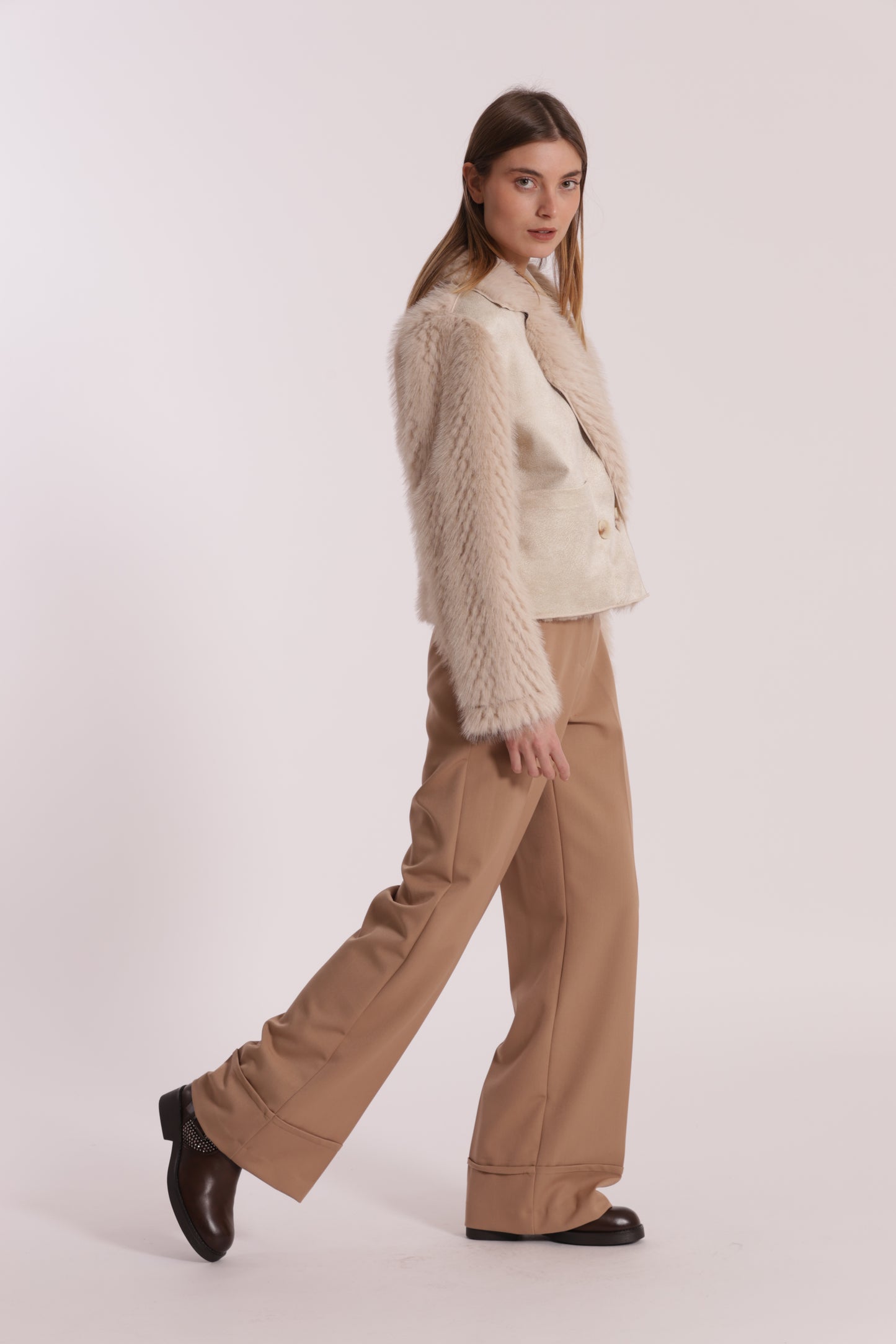 GIUBBOTTO CROPPED REVERSIBILE EFFETTO MONTONE