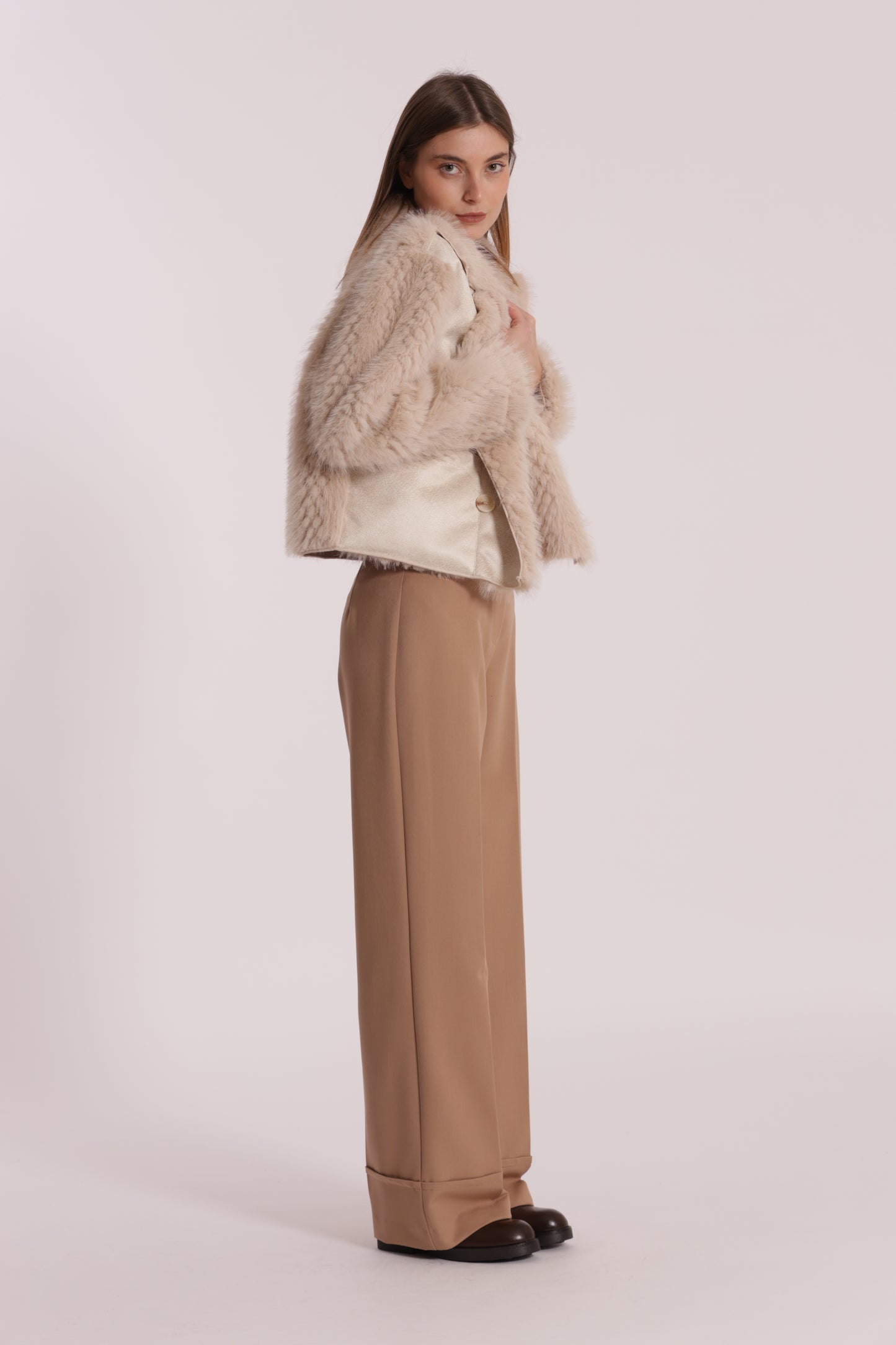 GIUBBOTTO CROPPED REVERSIBILE EFFETTO MONTONE