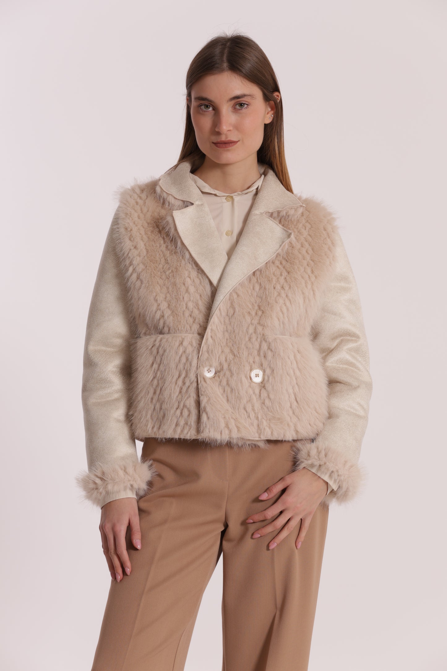 GIUBBOTTO CROPPED REVERSIBILE EFFETTO MONTONE