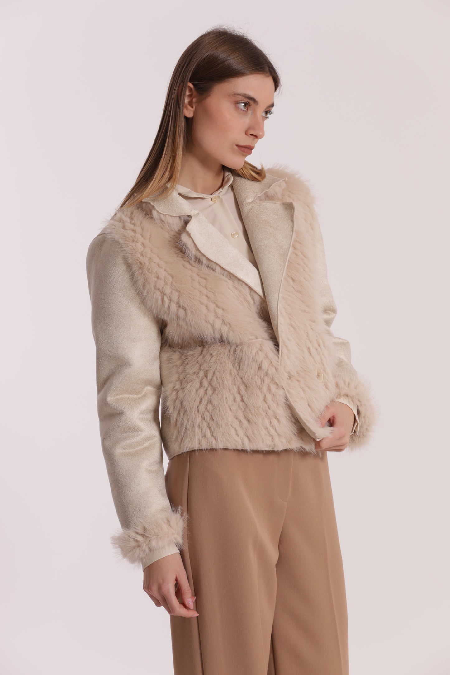 GIUBBOTTO CROPPED REVERSIBILE EFFETTO MONTONE