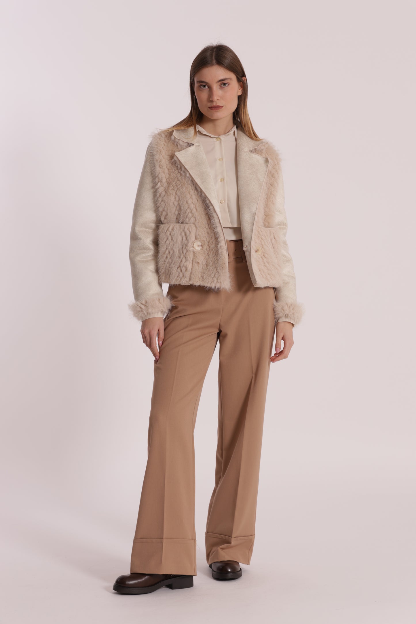 GIUBBOTTO CROPPED REVERSIBILE EFFETTO MONTONE