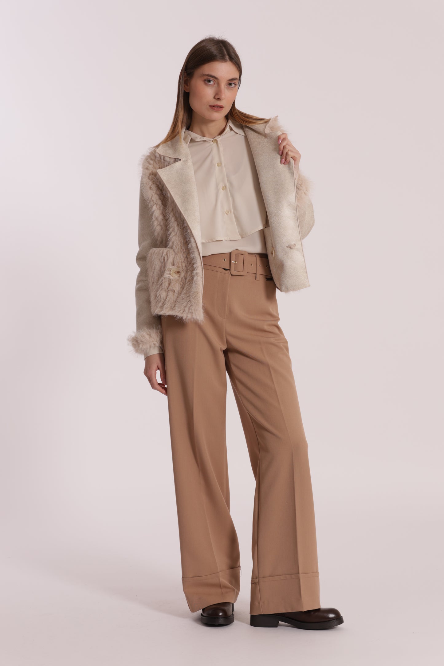 GIUBBOTTO CROPPED REVERSIBILE EFFETTO MONTONE