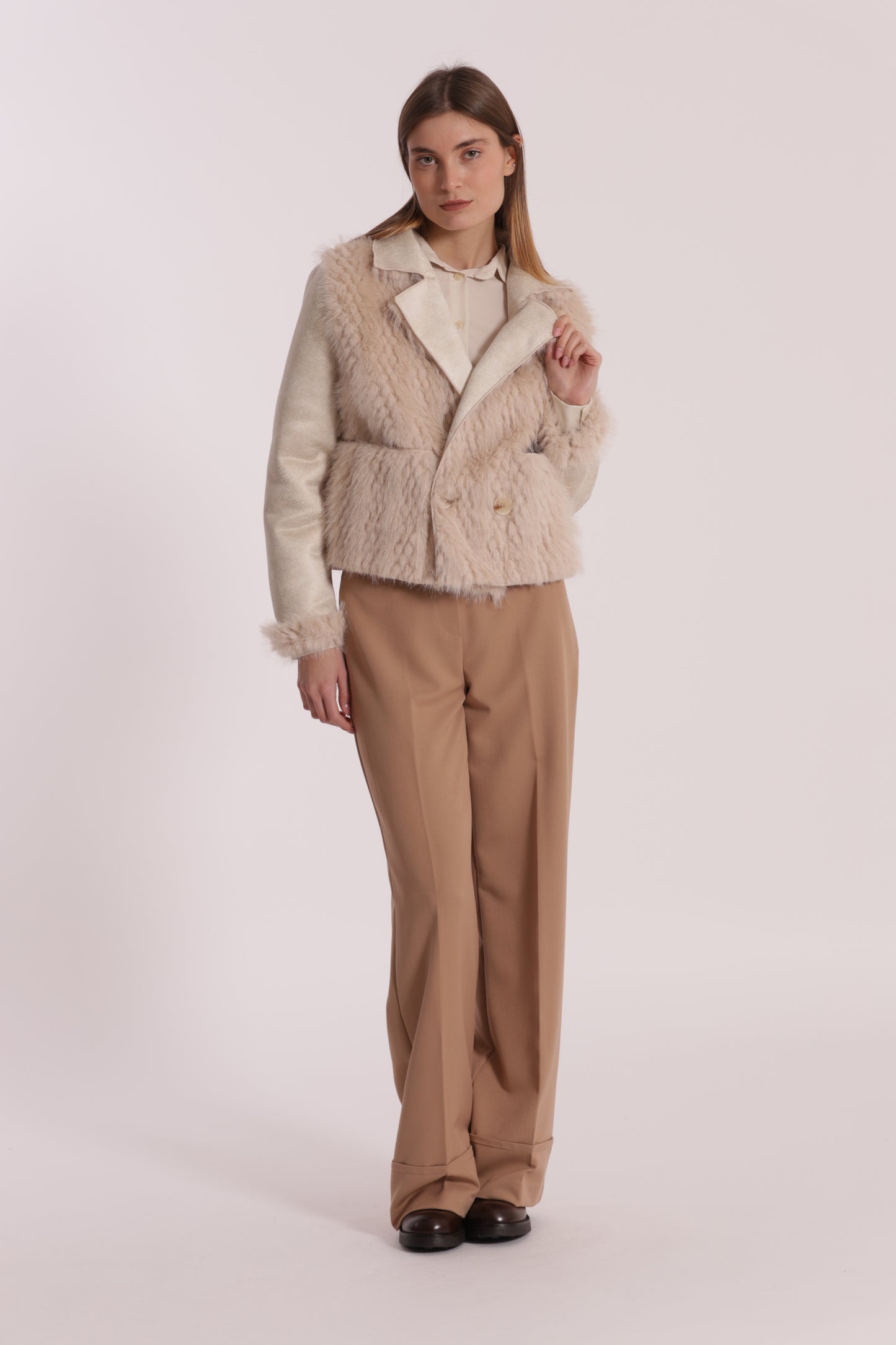 GIUBBOTTO CROPPED REVERSIBILE EFFETTO MONTONE